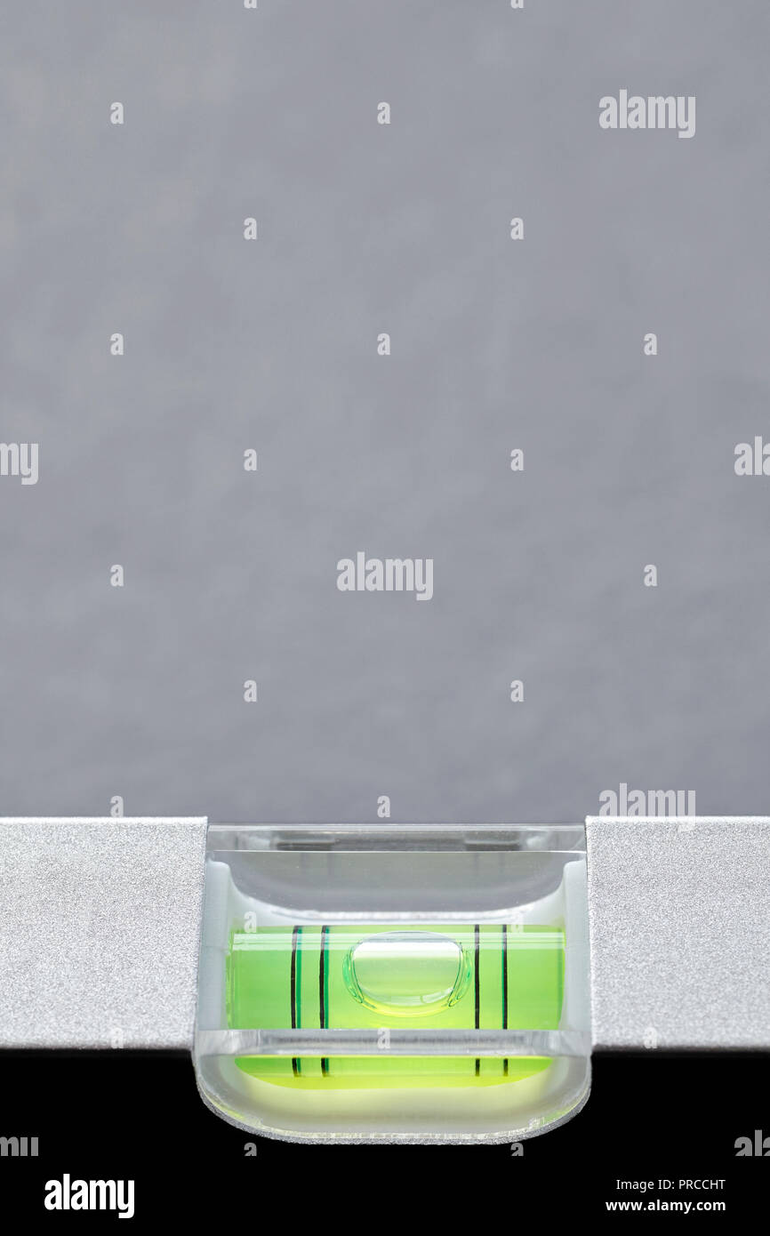 In der Nähe Bild von der Wasserwaage, selektiver Fokus, Platz für Text. Stockfoto