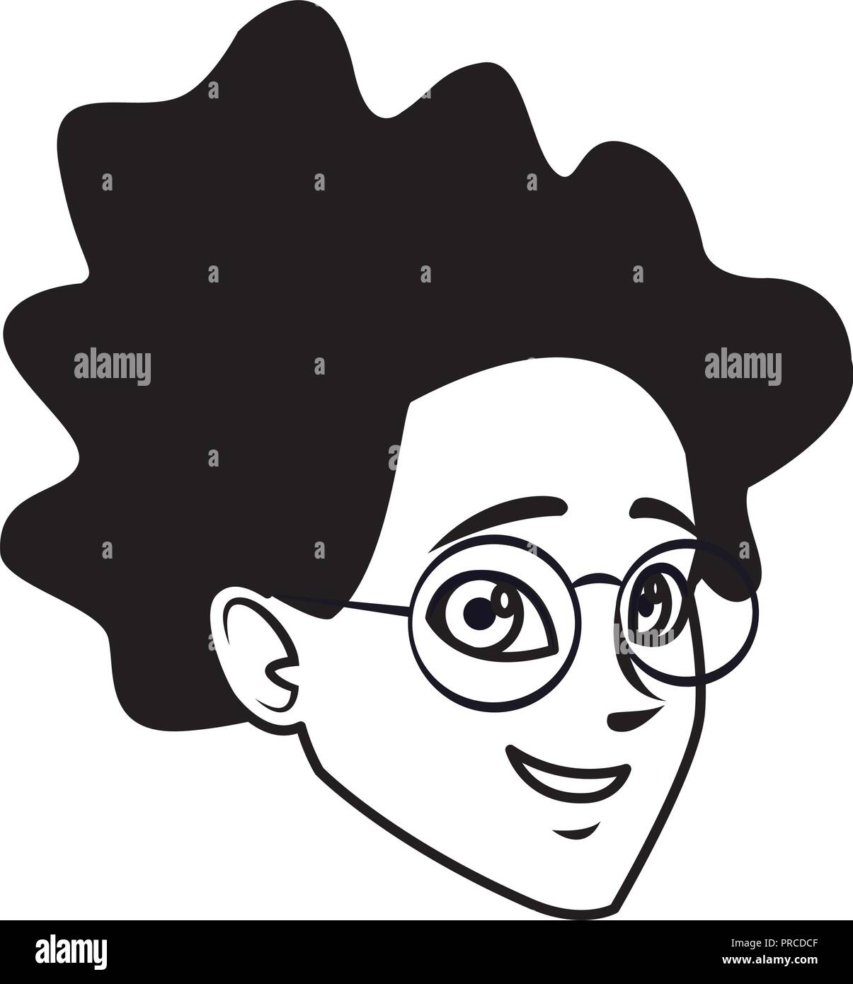 Junge Frau Gesicht Karikatur In Schwarz Und Weiss Stock Vektorgrafik Alamy