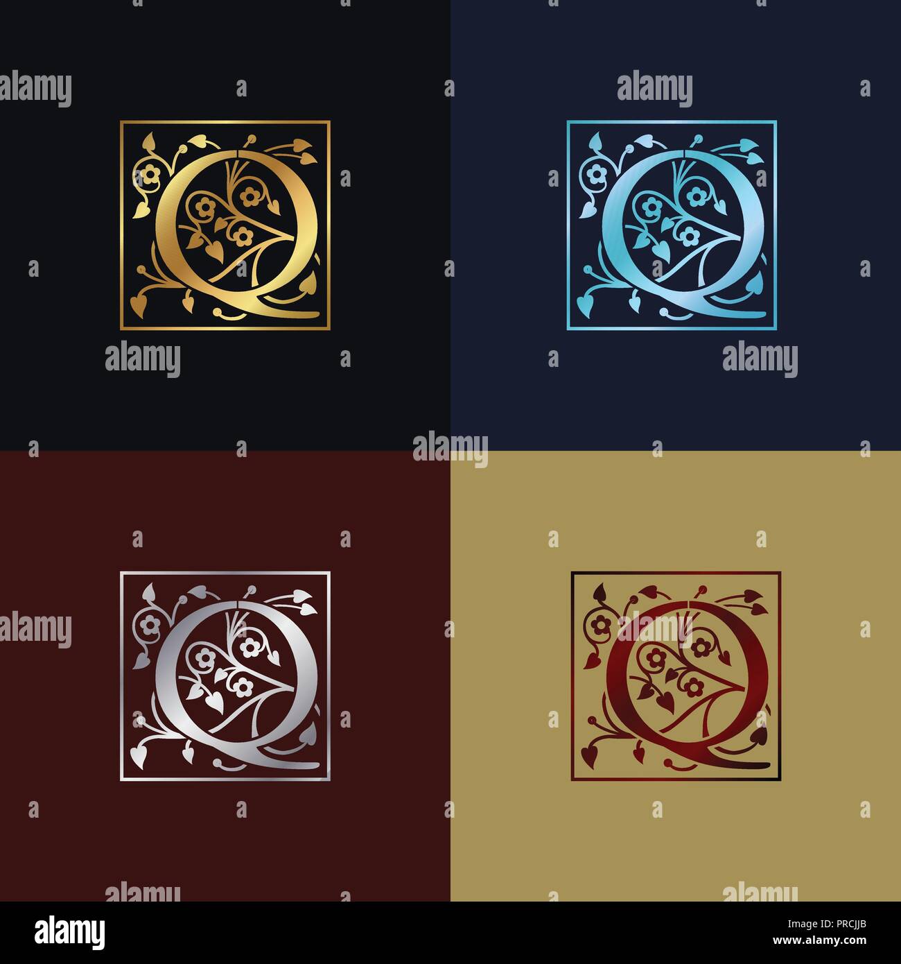 Buchstabe Q dekorative Logo Stock Vektor