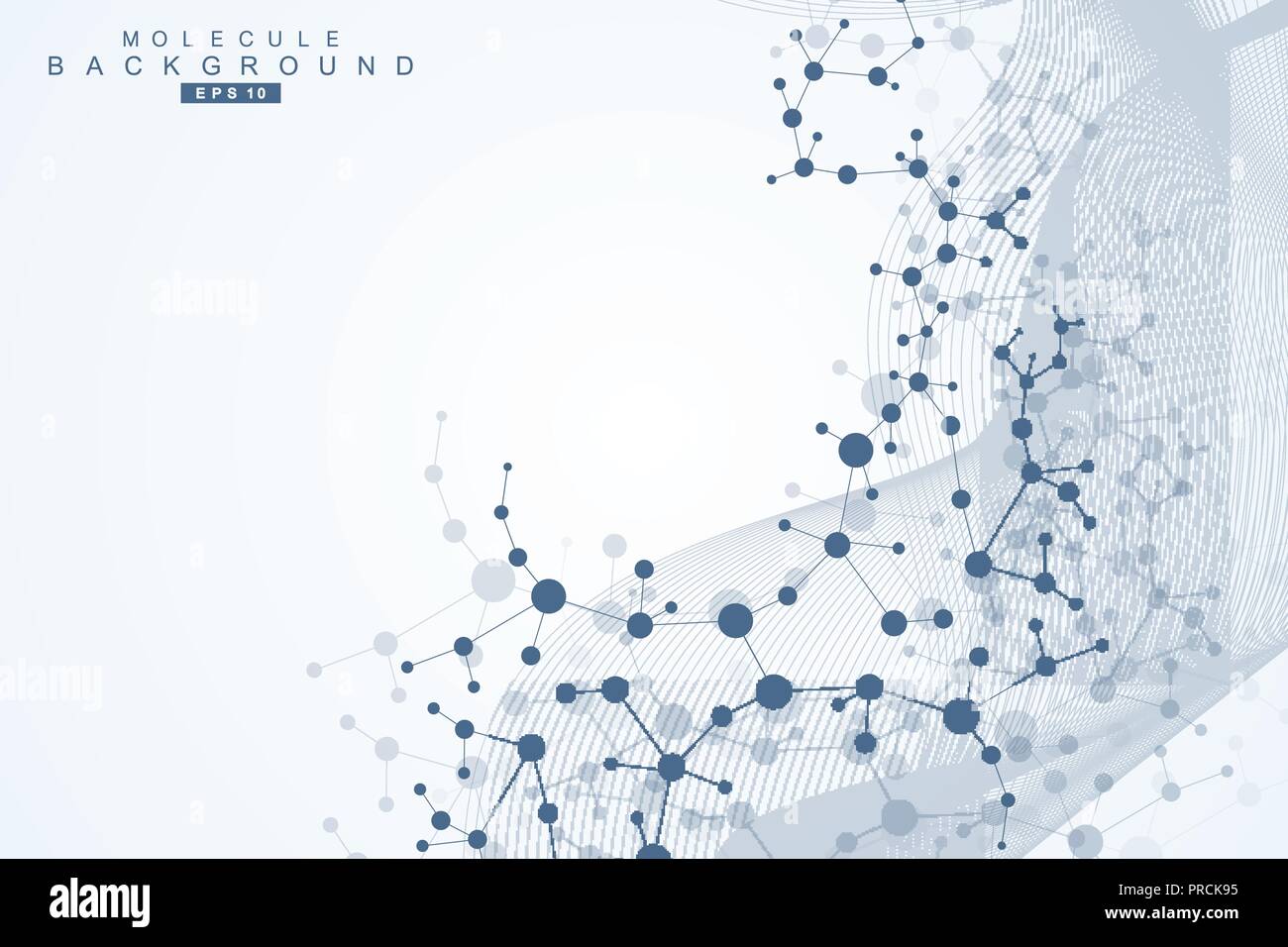 Struktur-Molekül und Kommunikation. DNA, Atom, Neuronen. Wissenschaftliches Konzept für Ihr Design. Verbundene Linien mit Punkten. Medizin, Technik, Chemie, Wissenschaft Hintergrund. Vektor-Illustration. Stock Vektor