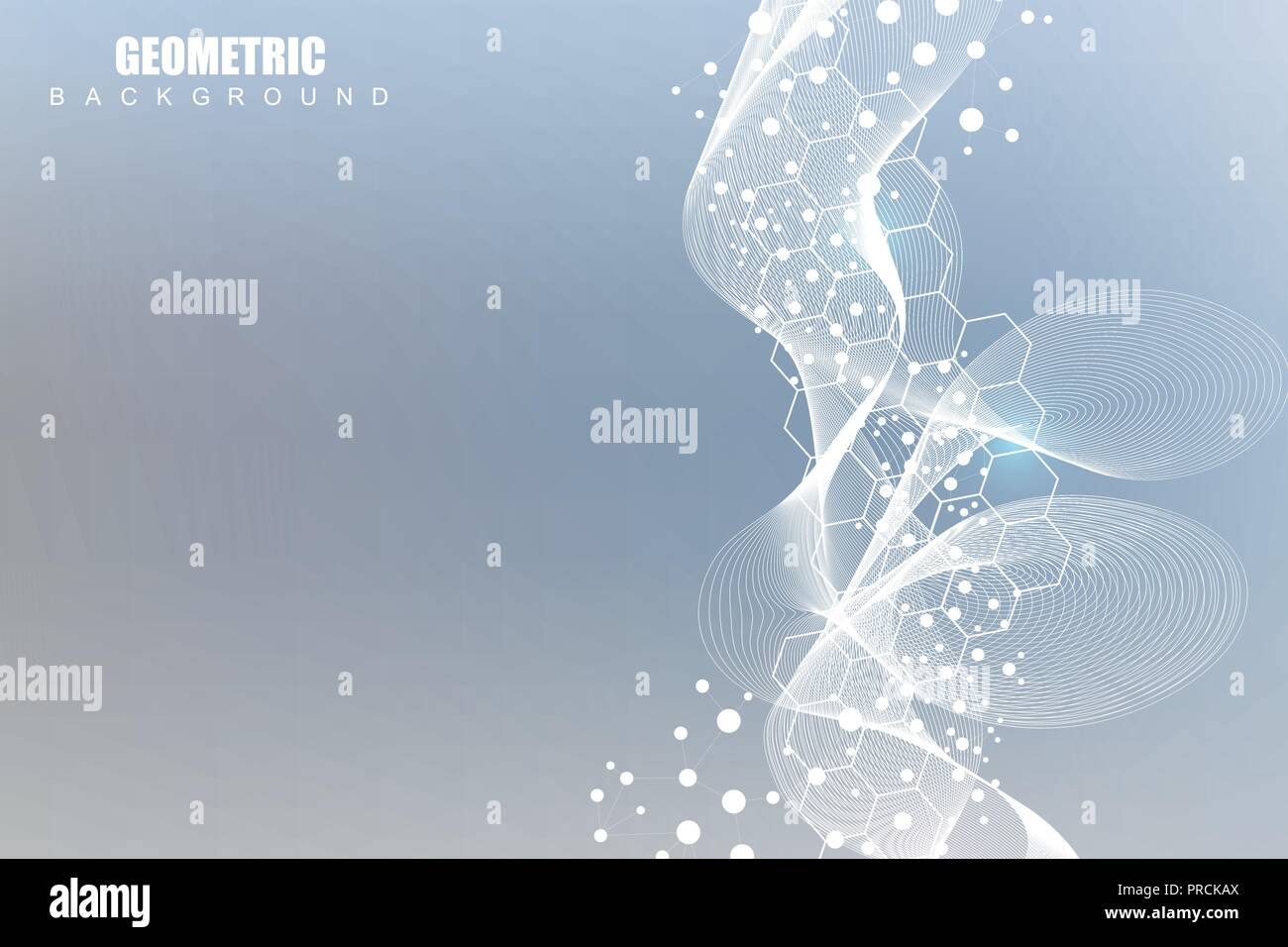 Struktur-Molekül und Kommunikation. DNA, Atom, Neuronen. Wissenschaftliches Konzept für Ihr Design. Verbundene Linien mit Punkten. Medizin, Technik, Chemie, Wissenschaft Hintergrund. Vektor-Illustration. Stock Vektor