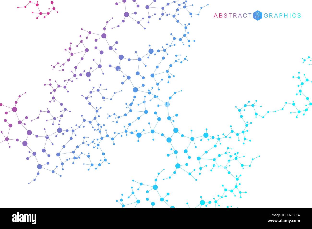 Struktur-Molekül und Kommunikation. DNA, Atom, Neuronen. Wissenschaftliches Konzept für Ihr Design. Verbundene Linien mit Punkten. Medizin, Technik, Chemie, Wissenschaft Hintergrund. Vektor-Illustration. Stock Vektor