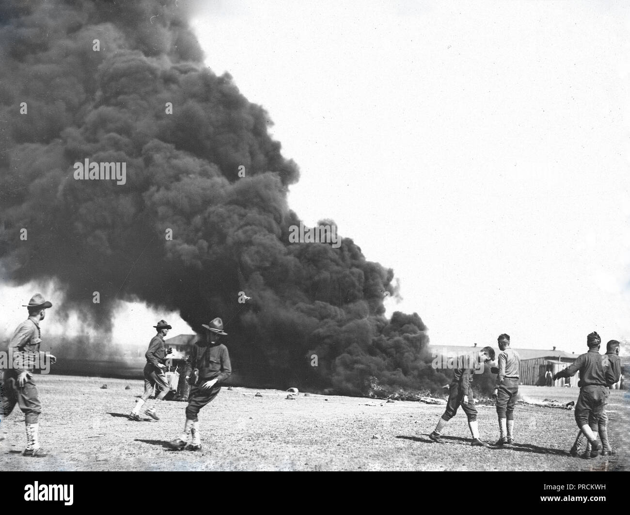 Ballon verbrannt bei Fort Sill, Okla., durch Explosion durch statische verursachter Funke Stockfoto