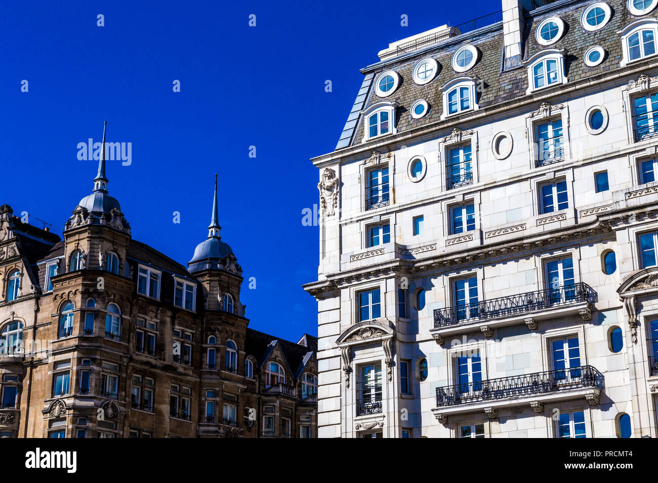 Fassaden der alten Häuser in Hannover Square, London, UK Stockfoto