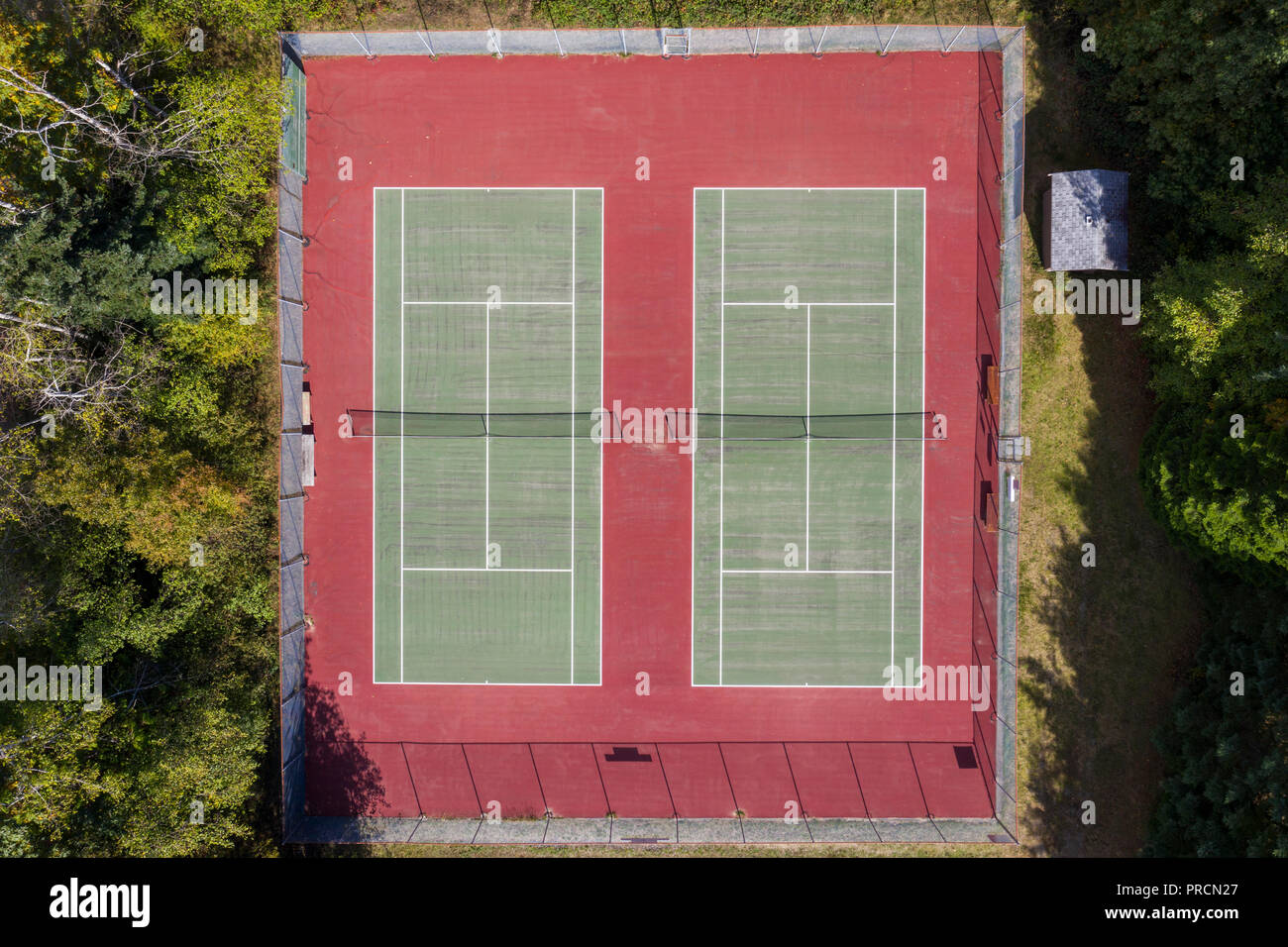 Luftaufnahme von einen Tennisplatz Stockfoto