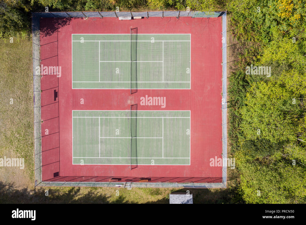 Luftaufnahme von einen Tennisplatz Stockfoto