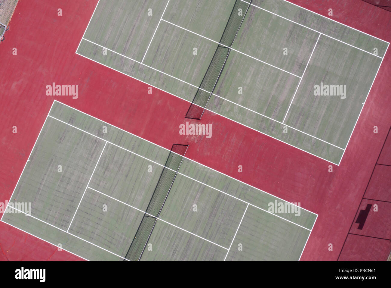 Luftaufnahme von einen Tennisplatz Stockfoto