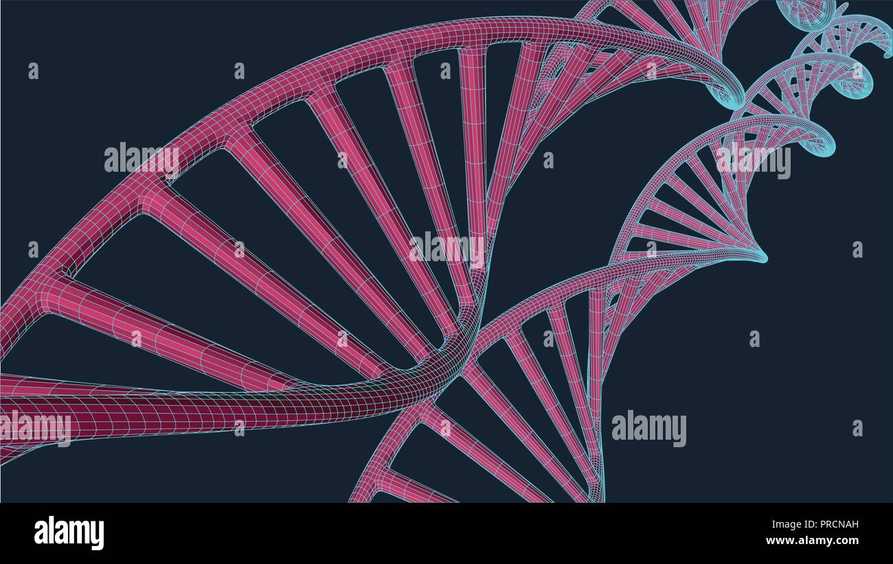 Grau DNA mit Polygonzug auf blauem Hintergrund. Polygonale raum Low Poly mit Anschluss von Punkten und Linien. Verbindung Struktur. Vektor Wissenschaft Hintergrund. Stock Vektor