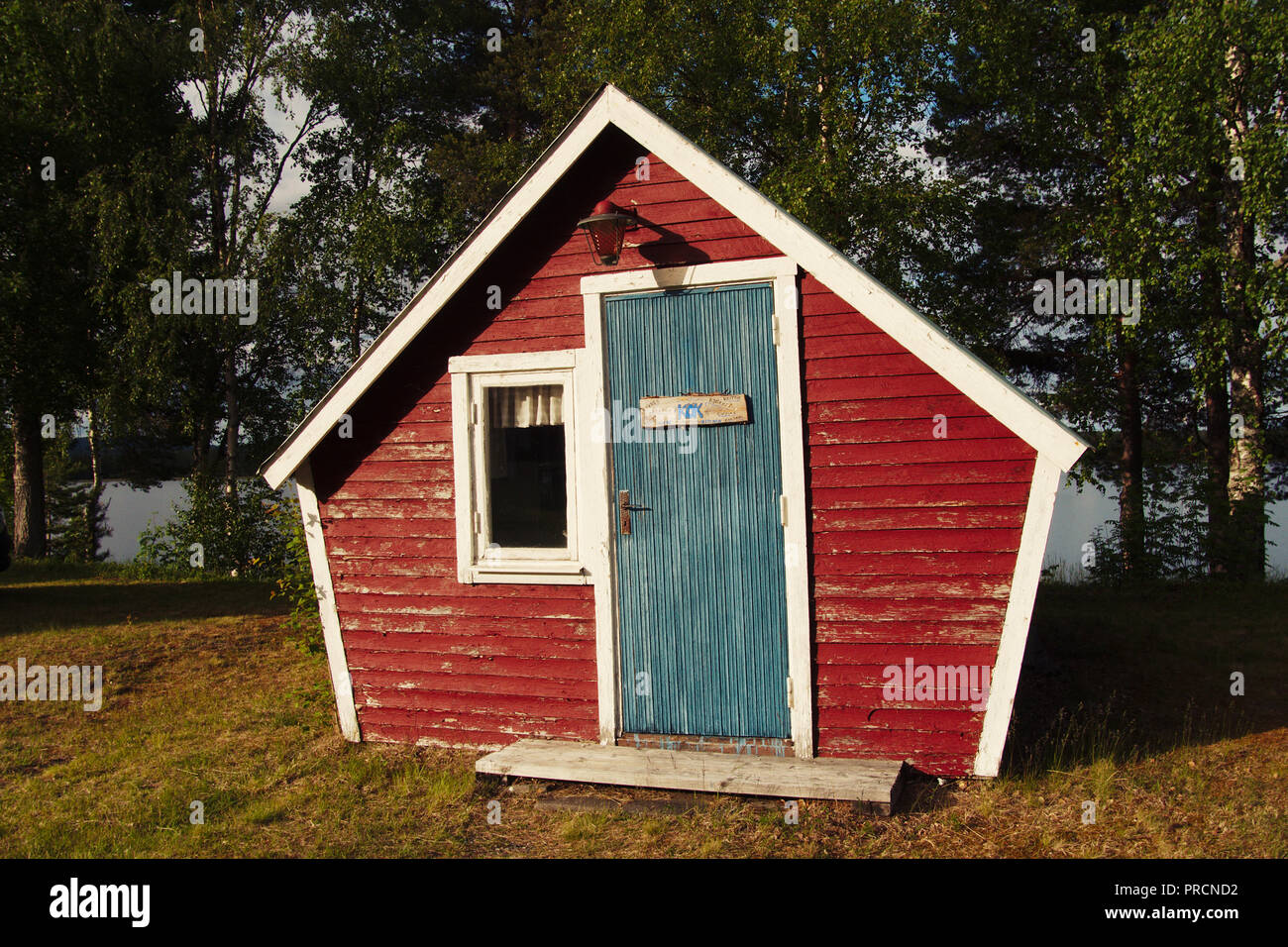 Küche Hütte auf einem Campingplatz in Gargnäs in Schweden. Stockfoto