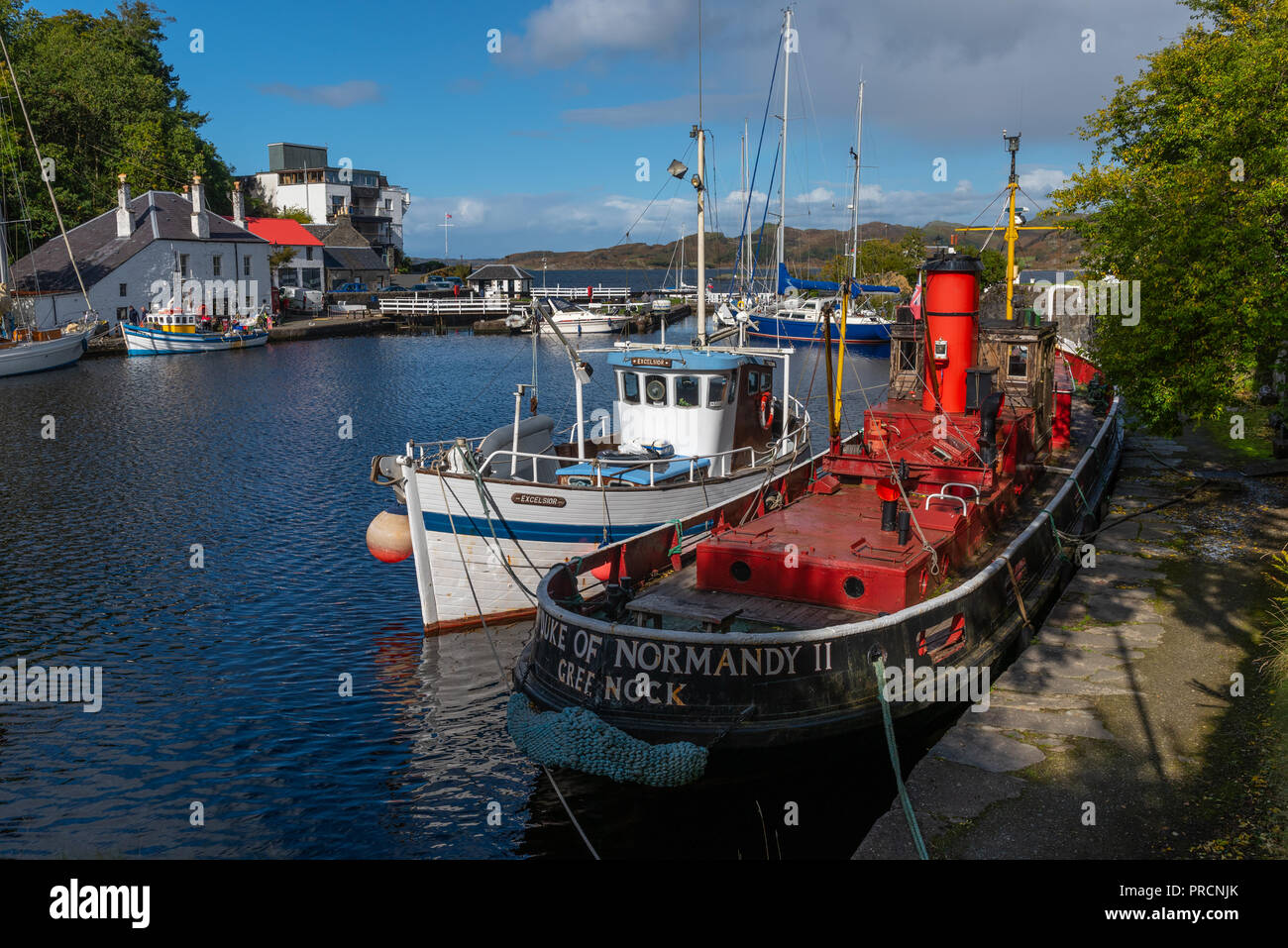 Der Herzog der Normandie II einer Deutschen gebaut Tugboat im Hafenbecken bei Crinan in Argyll in Schottland günstig Stockfoto