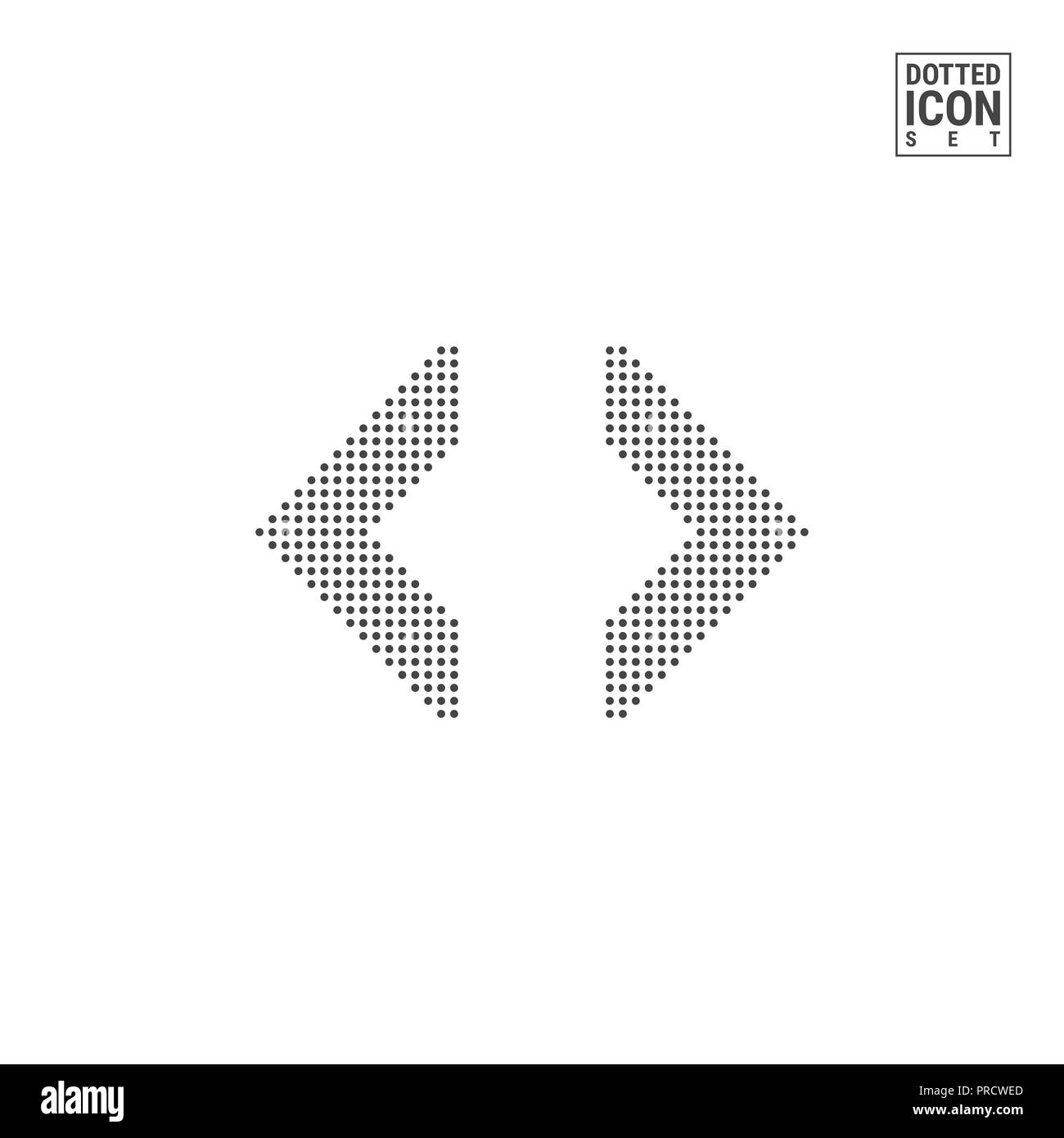 Betreiber Symbole Dot Pattern Symbol. Mehr als und weniger als gepunktete Symbol isoliert auf weißem Hintergrund. Abbildung oder Design Vorlage. Kann Verwendet Werden Stockfoto