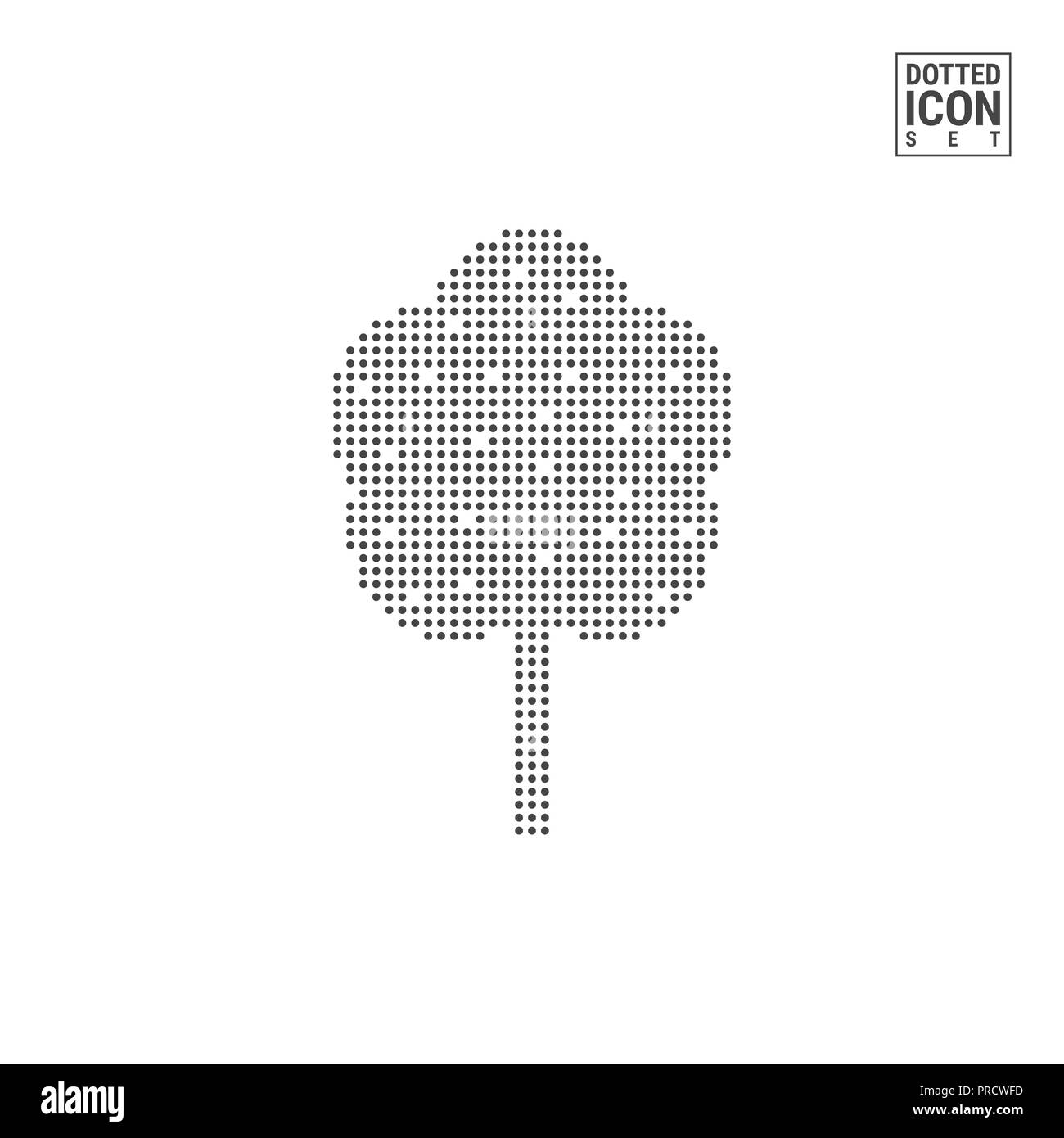 Baum Dot Pattern Symbol. Apfelbaum mit Früchten bestreut Symbol isoliert auf weißem Hintergrund. Abbildung oder Design Vorlage. Können für Werbezwecke verwendet werden, Stockfoto