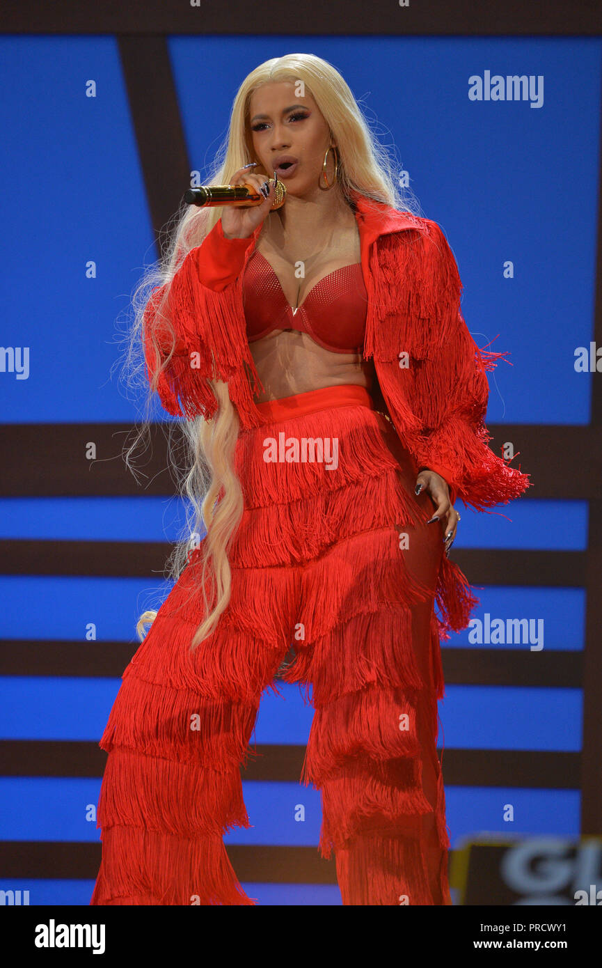 Cardigan B führt auf der Bühne während des Global Citizen Konzert 2018 im Central Park, große Liegewiese am 29. September 2018 in New York City. Stockfoto
