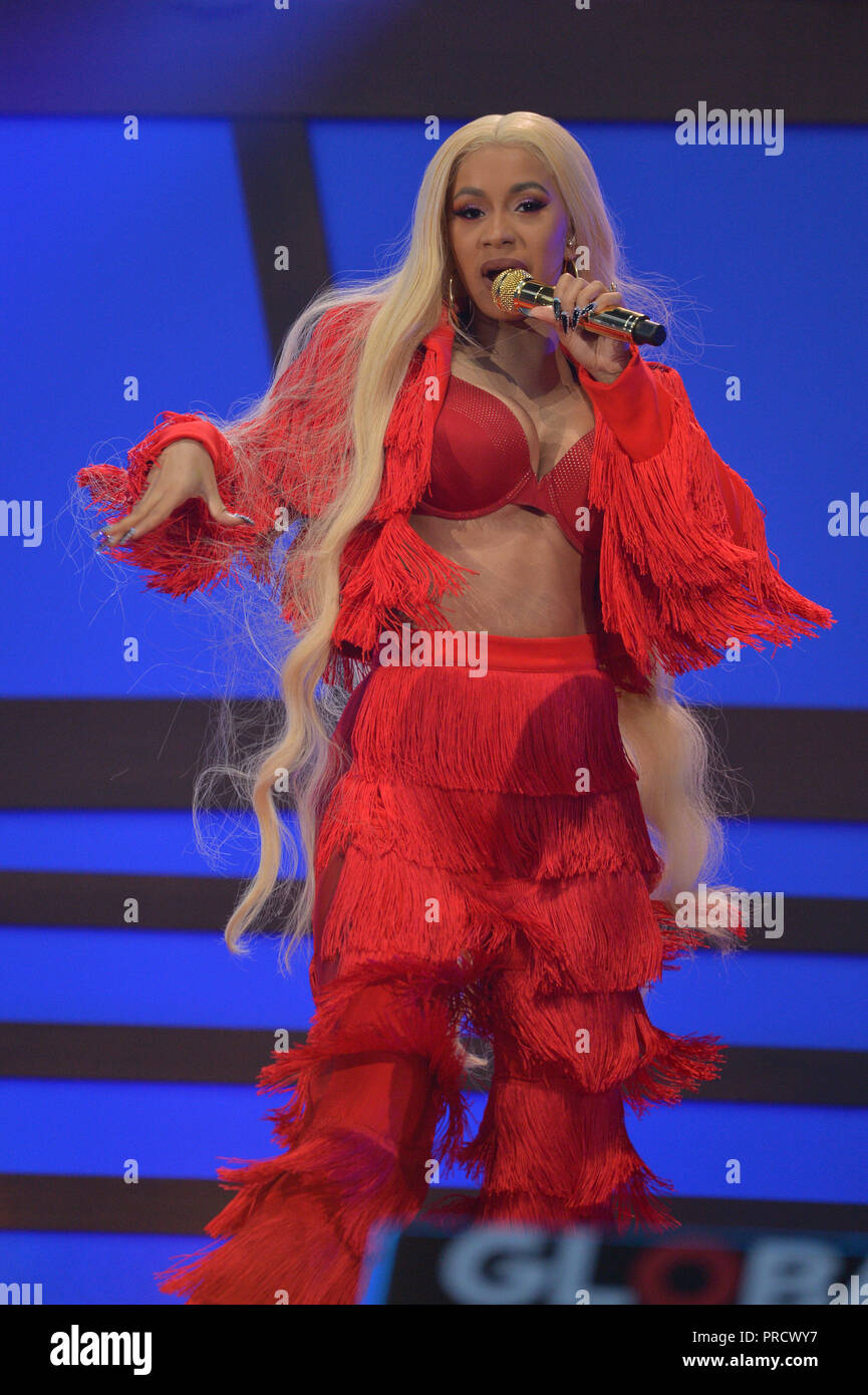 Cardigan B führt auf der Bühne während des Global Citizen Konzert 2018 im Central Park, große Liegewiese am 29. September 2018 in New York City. Stockfoto