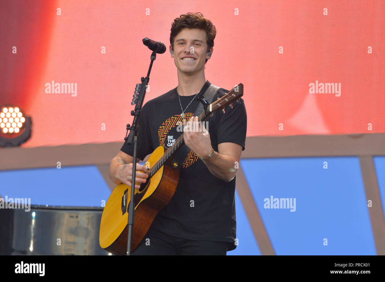 Shawn Mendes führt auf der Bühne während des Global Citizen Konzert 2018 im Central Park, große Liegewiese am 29. September 2018 in New York City. Stockfoto
