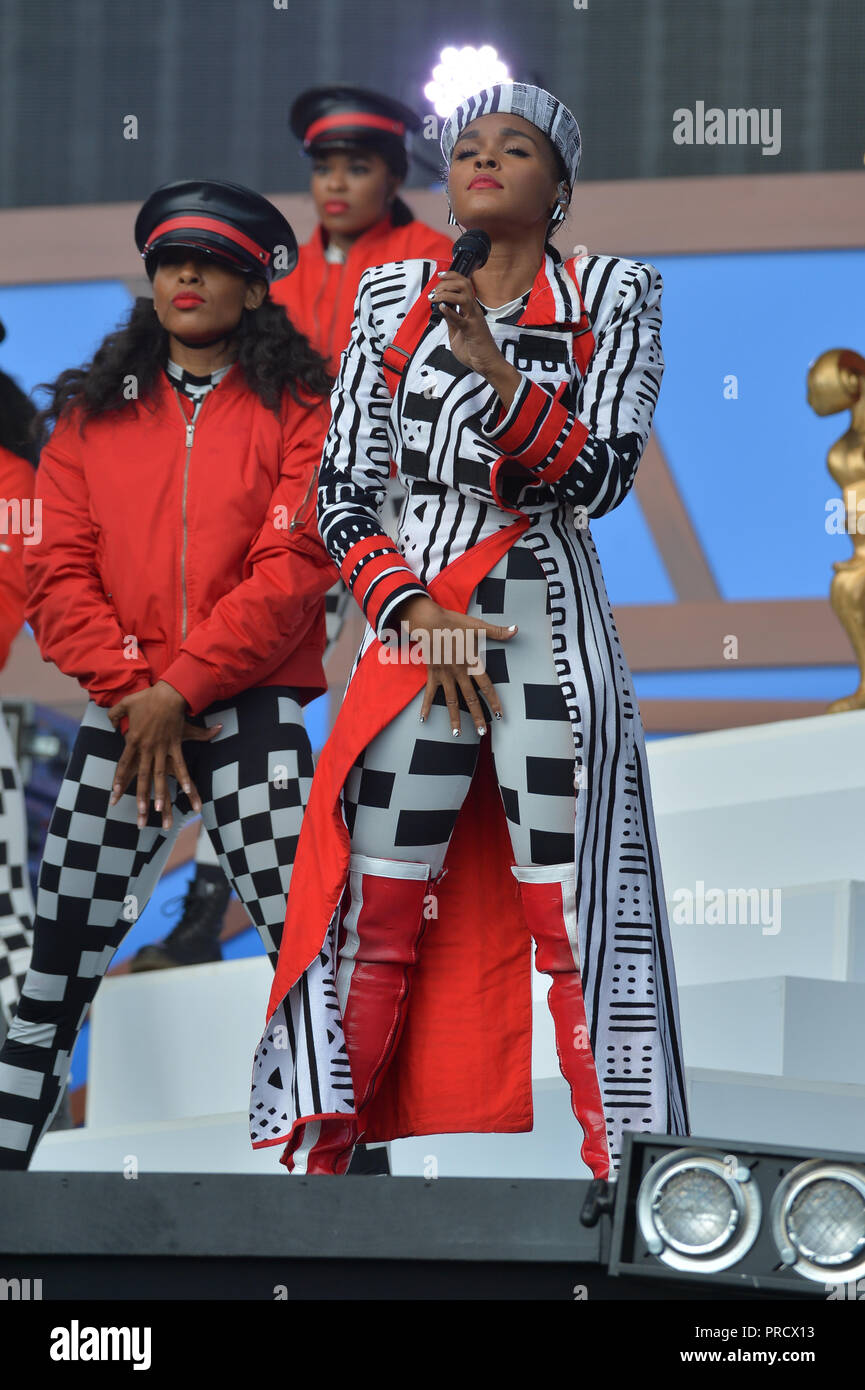 Janelle Monae führt auf der Bühne während des Global Citizen Konzert 2018 im Central Park, große Liegewiese am 29. September 2018 in New York City. Stockfoto