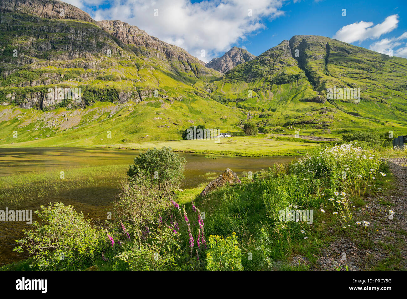 Loch Ness, Glencoe Achtriochtan Berge von River Coe, Hochland, Schottland Großbritannien Stockfoto