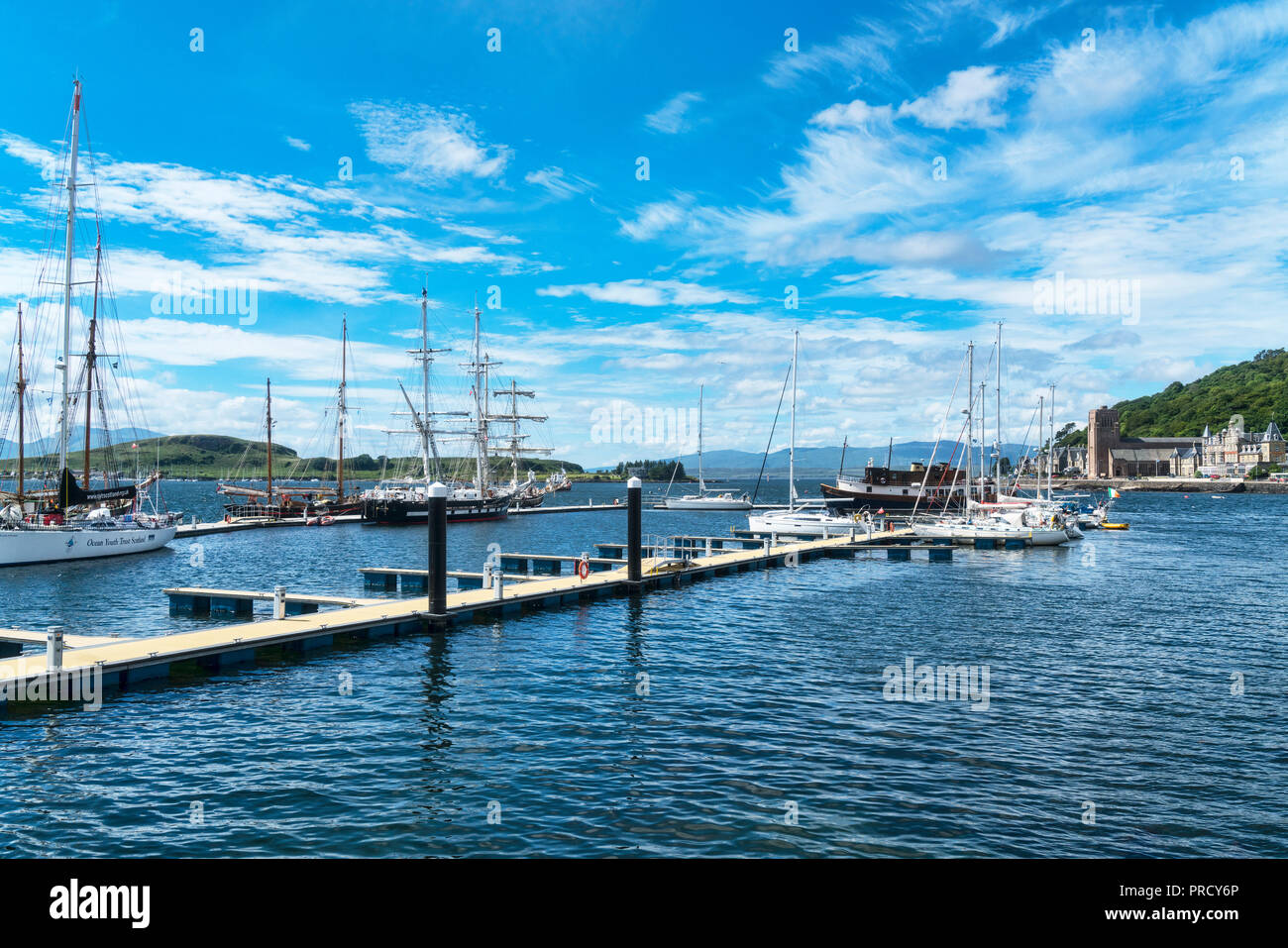 Oban Bay Moorings, Boote, Marina, Argyll und Bute, Schottland Großbritannien Stockfoto