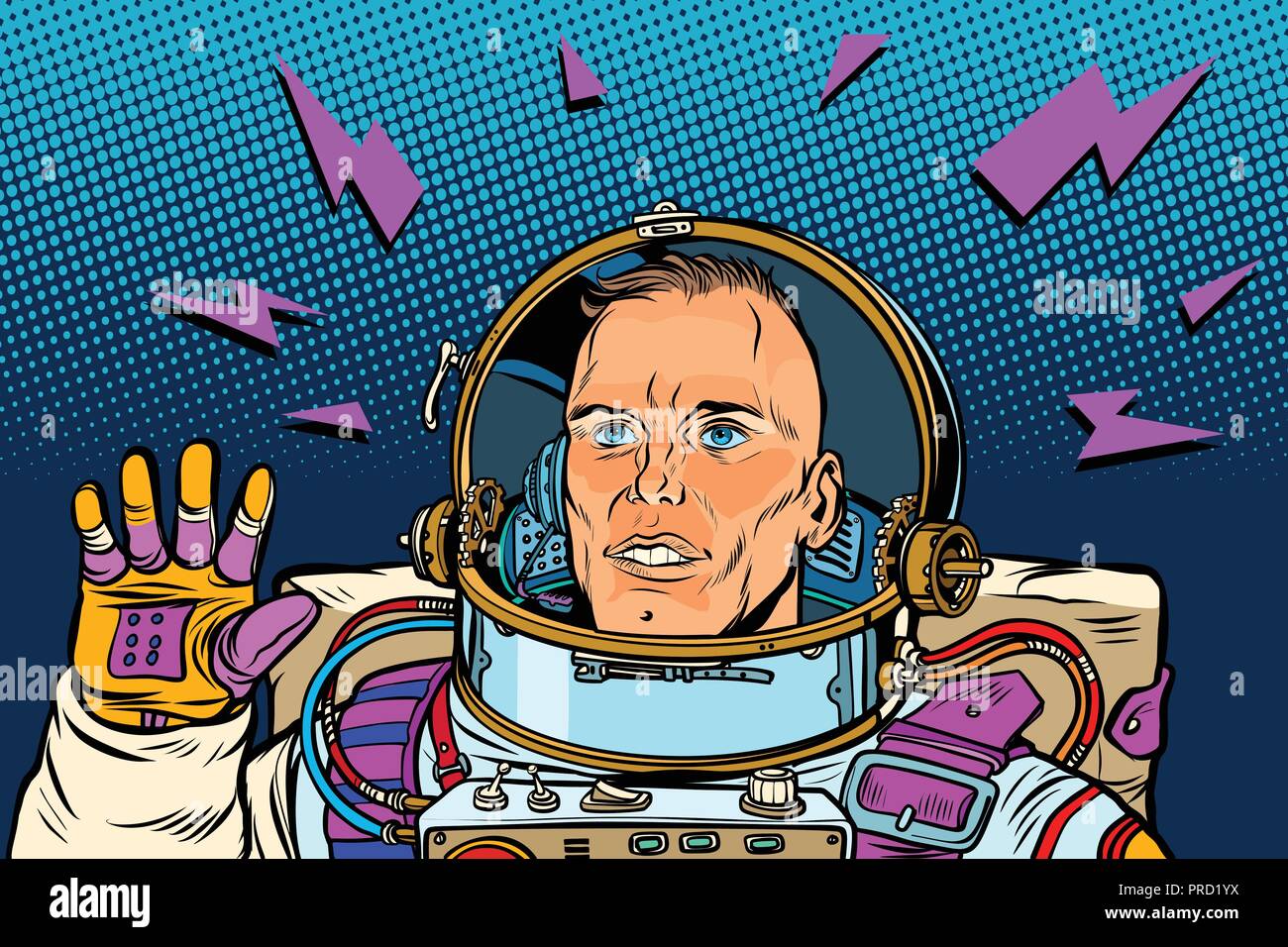 Astronaut Hallo Geste Stock Vektor