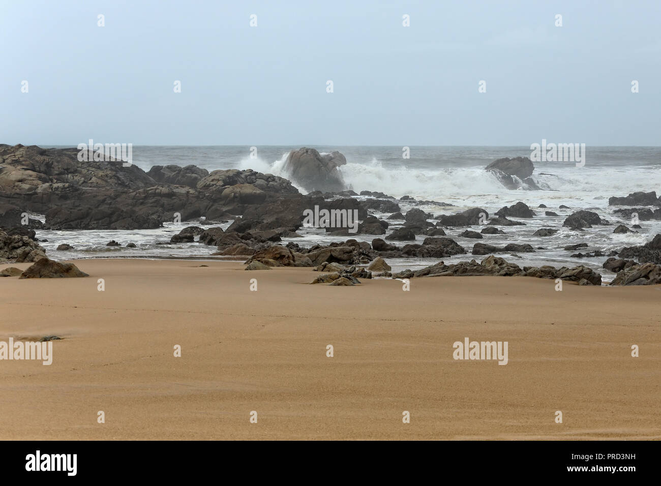 Leere felsigen Strand aus dem Norden von Portugal Stockfoto