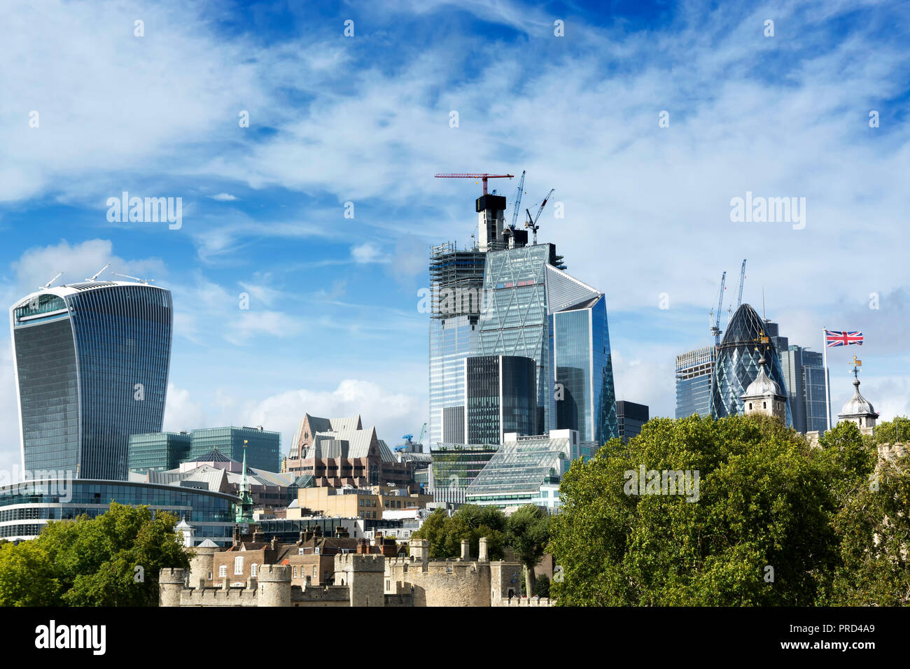 Detail der London City mit modernen Gebäuden im 19. September 2018. (Vereinigtes Königreich) Stockfoto