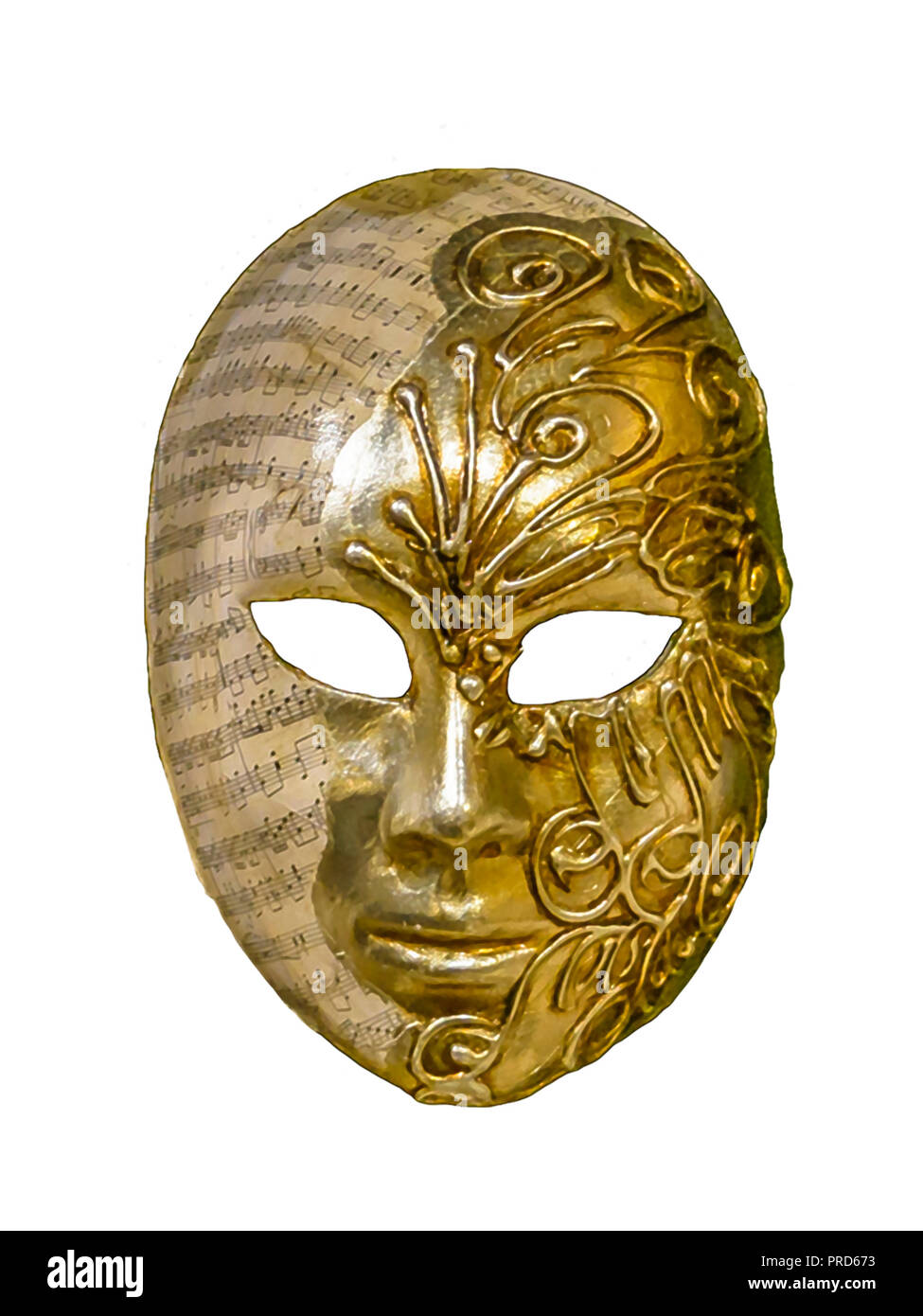 Vorderansicht traditionelle venezianische Maske auf weißem Hintergrund Stockfoto