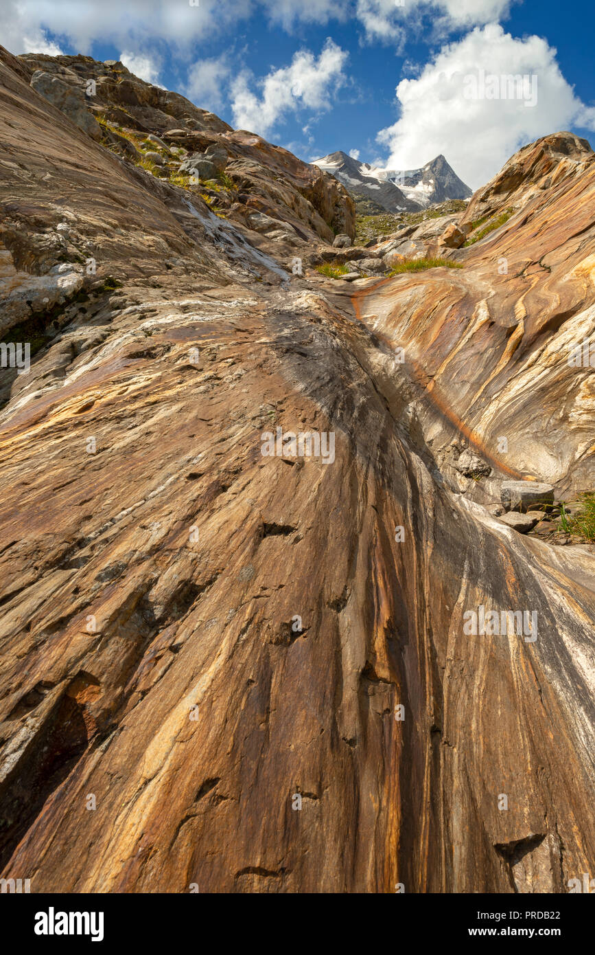 Eiszeit Riffelung, hinter schwarze Wand, hoher Zaun, Venedigergruppe, Nationalpark Hohe Tauern, Osttirol, Österreich Stockfoto