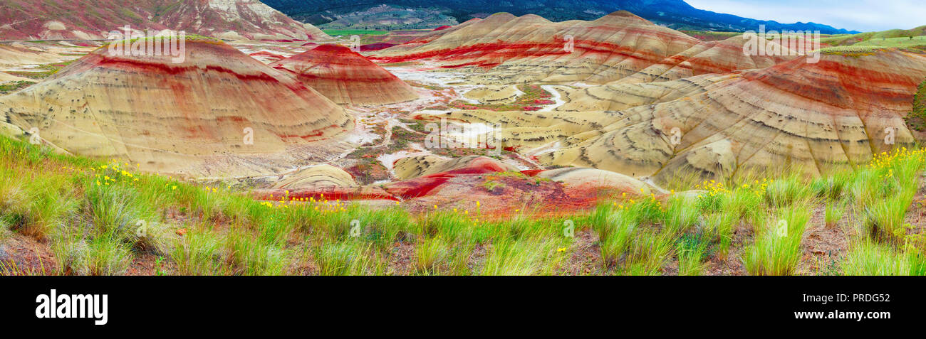 Eines der sieben Wunder von Oregon die Painted Hills in der John Day Fossil Bed National Monument. Es ist bunt Schichten nach Millionen von Jahren gebildet Stockfoto