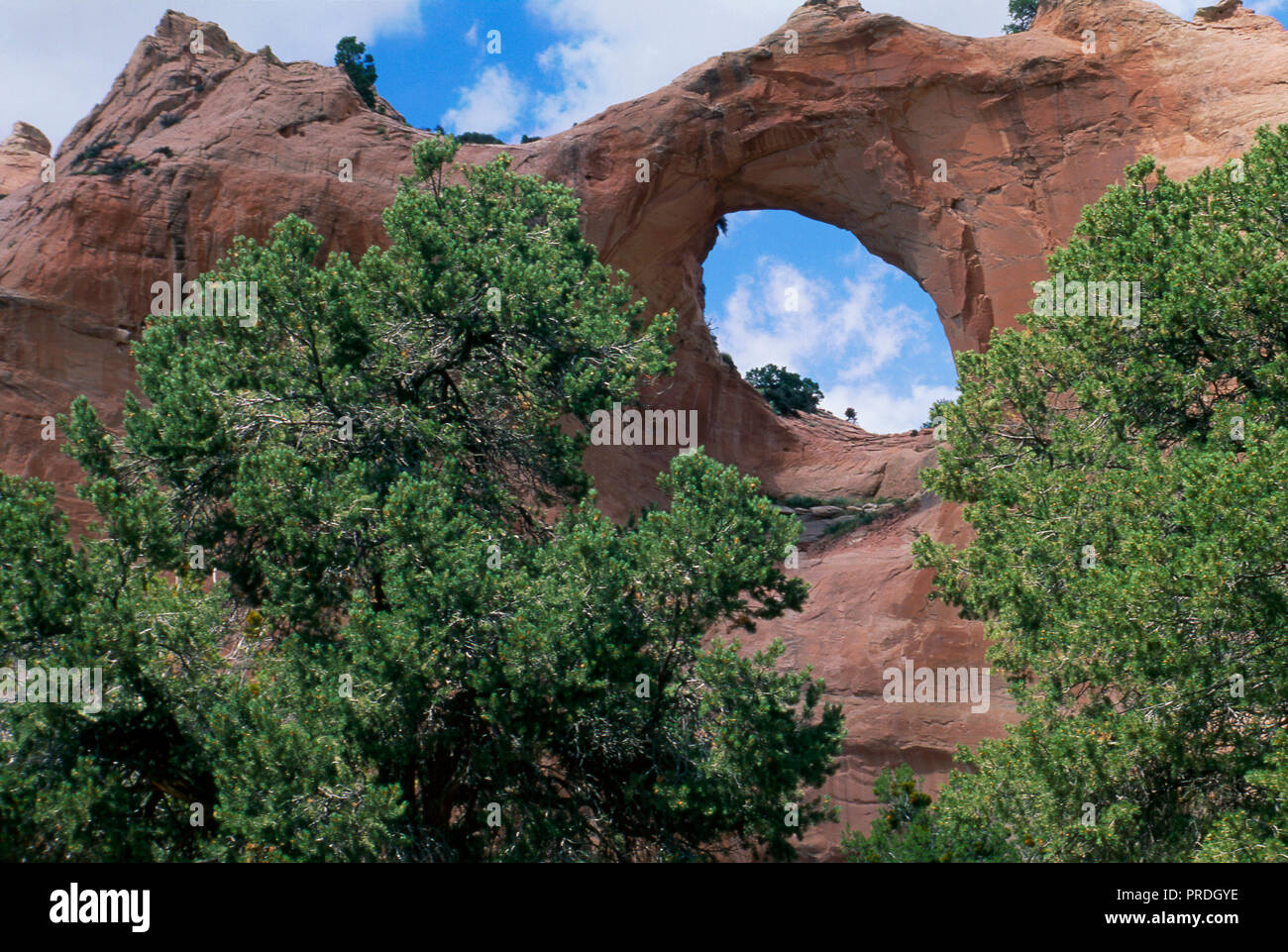 Natural Arch von Window Rock, Arizona, Navajo Nation Wahrzeichen. Foto Stockfoto