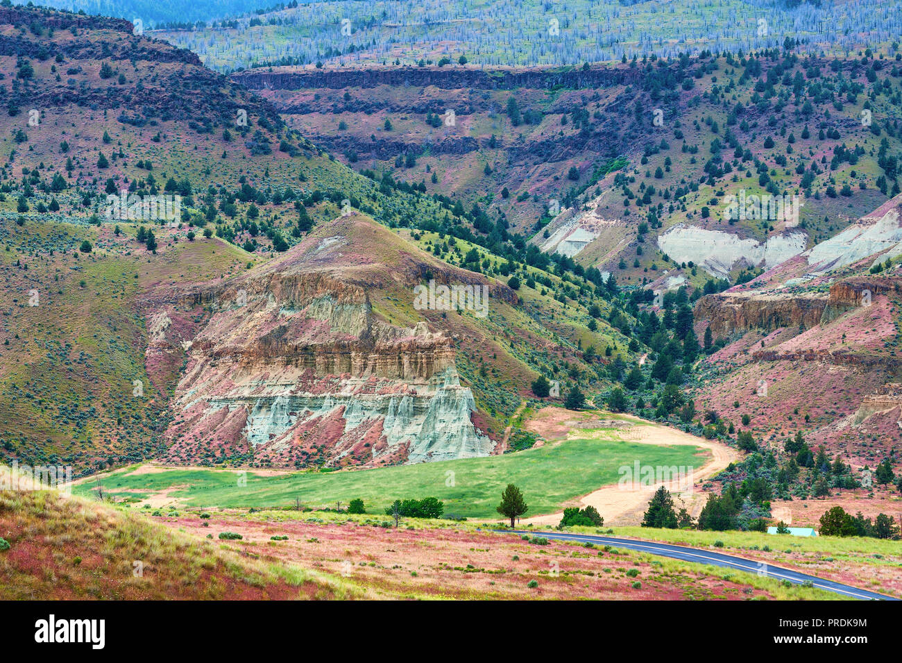 Hohe Wüste Landschaft, in der die geologischen Merkmale in der John Day Fossil Beds National Park Stockfoto