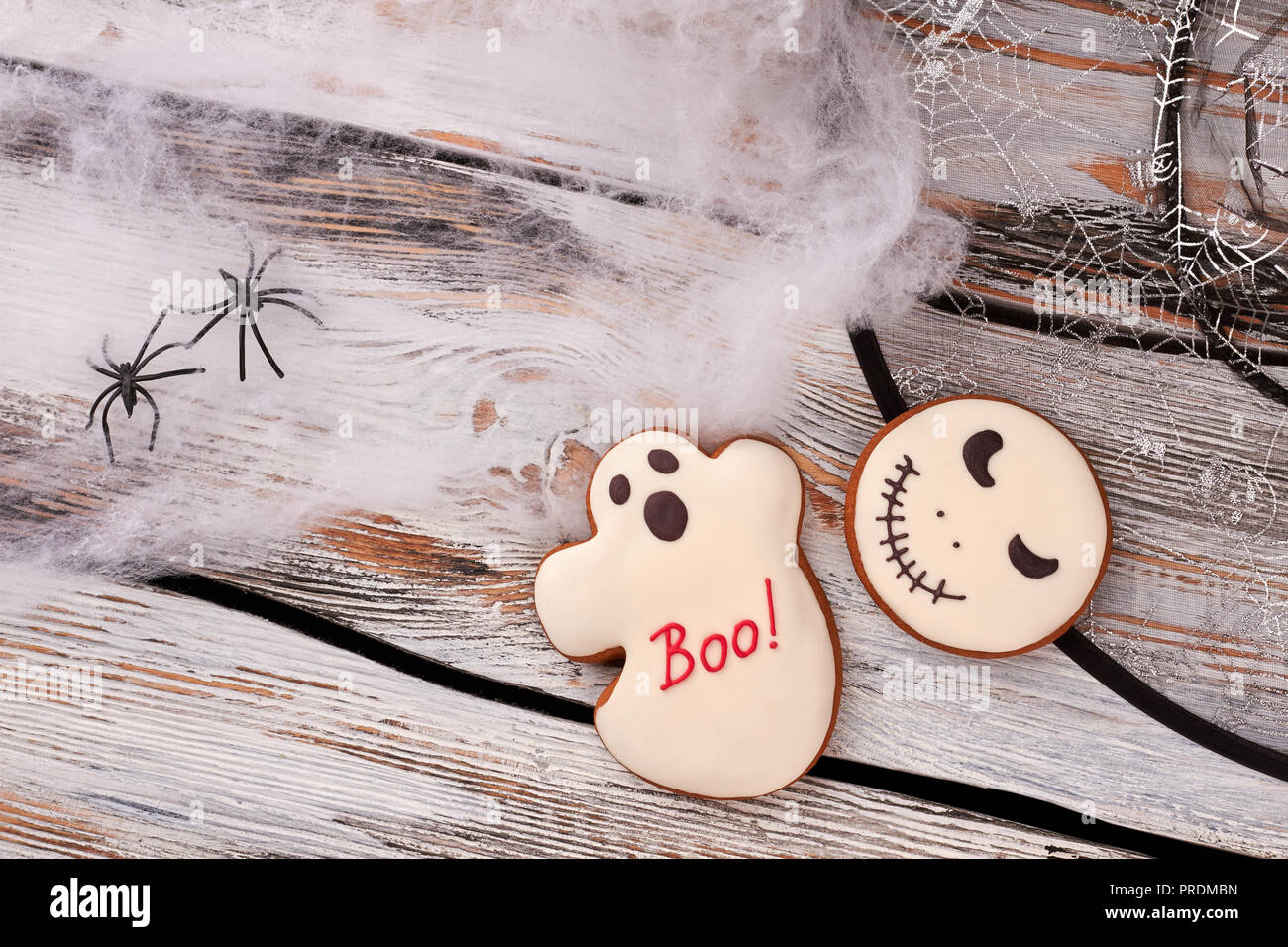 Halloween Urlaub Dekorationen auf Holz- Hintergrund. Stockfoto