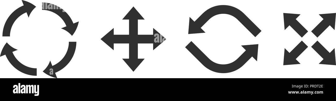 Aktualisieren Symbole. Flache schwarze Symbole. Kombination von Pfeilen Stock Vektor