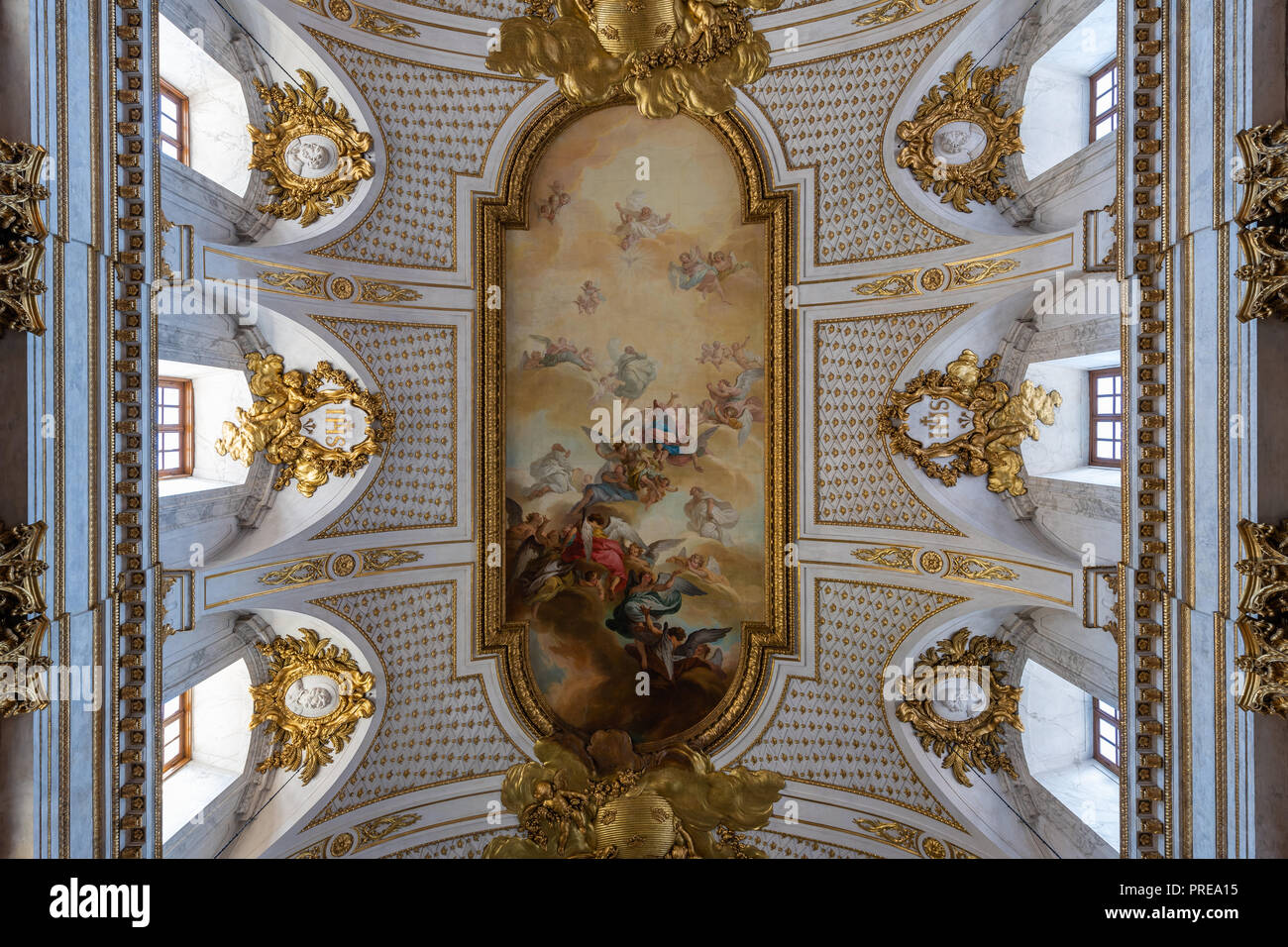 STOCKHOLM, Schweden - 7. Juli 2018: Die schöne Innenausstattung der Königlichen Kapelle in der Schweden Royal Palace Stockfoto