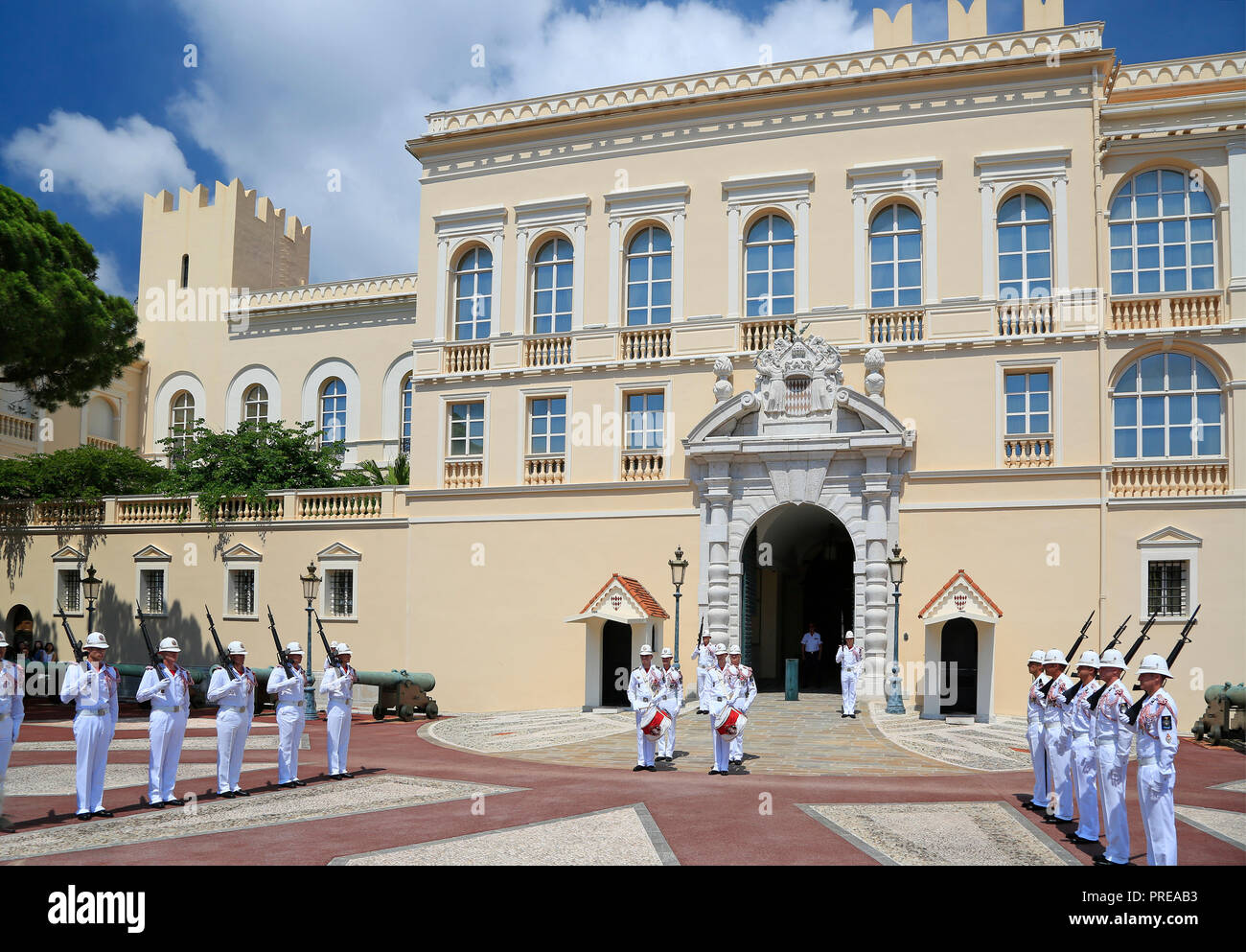 Fassade des Palais des Prinzen von Monaco, Residenz des Fürsten von Monaco Stockfoto