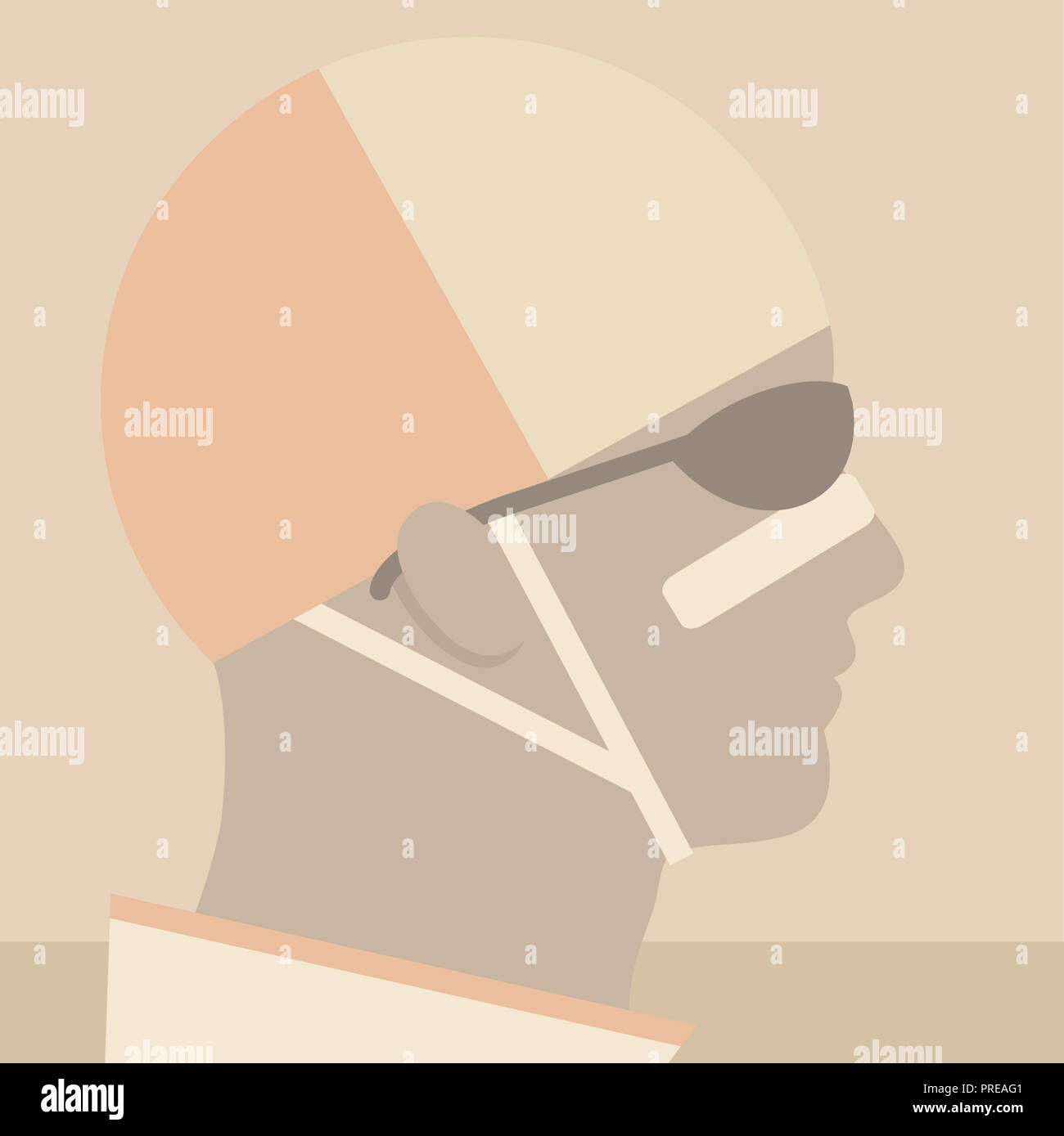 Profil von Mann durch das Tragen von schützender helm und Sonnenbrille Stockfoto