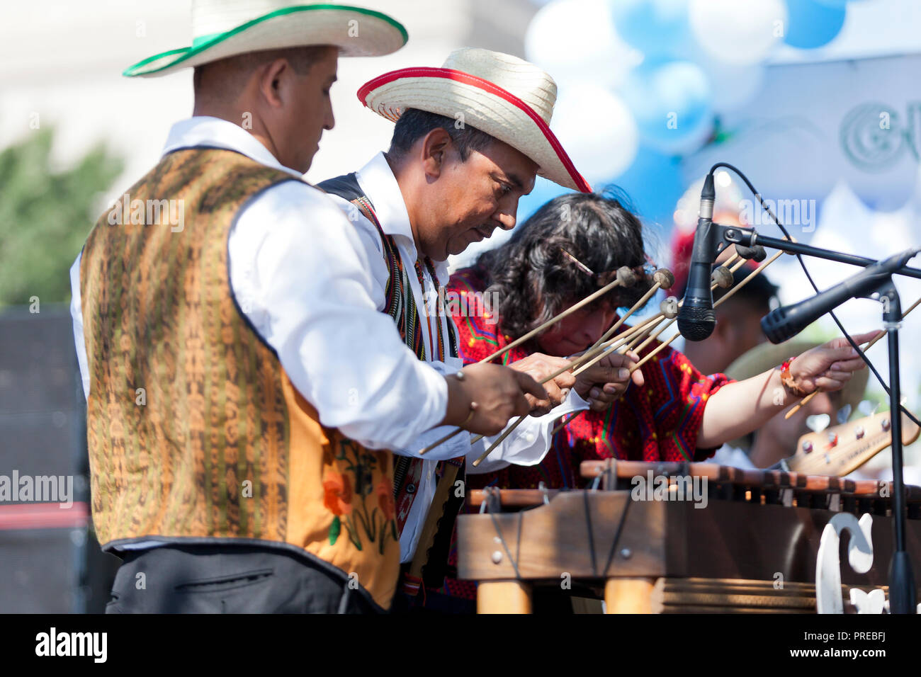 Guatemaltekischen Xylophon Spieler (Hispanic Xylophon Player) - USA Stockfoto Guatemaltekischen Xylophon Spieler (Hispanic Xylophon Player) - USA Stockfoto
