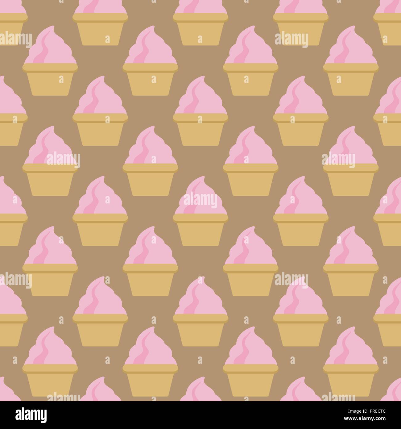 Cupcake vektor Muster beige rosa Art Hintergrund Stock Vektor