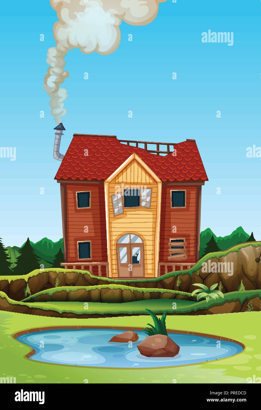 Ein altes Haus im ländlichen Raum Abbildung Stock Vektor