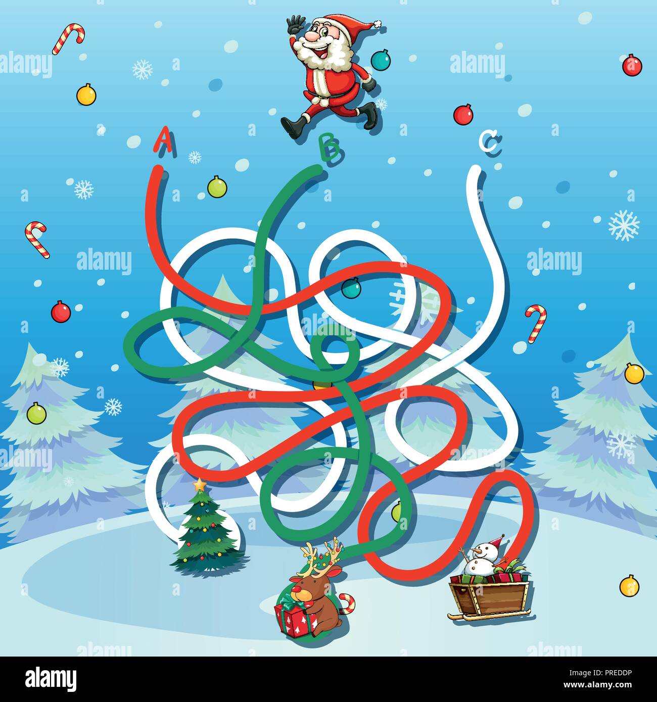 Santa claus Labyrinth-spiel Vorlage Abbildung Stock Vektor