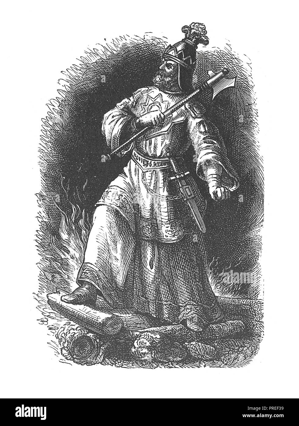 Originale Kunstwerke von Attila der Hunne, der Herrscher über die Hunnen von 434 bis zu seinem Tod in 453. In eine bildliche Geschichte der Großen der Welt natio veröffentlicht. Stockfoto
