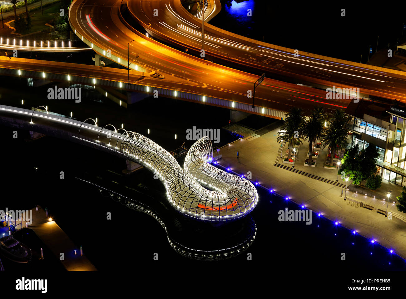 Nacht Webb Brücke, Docklands, Melbourne City, CBD, Melbourne Stockfoto