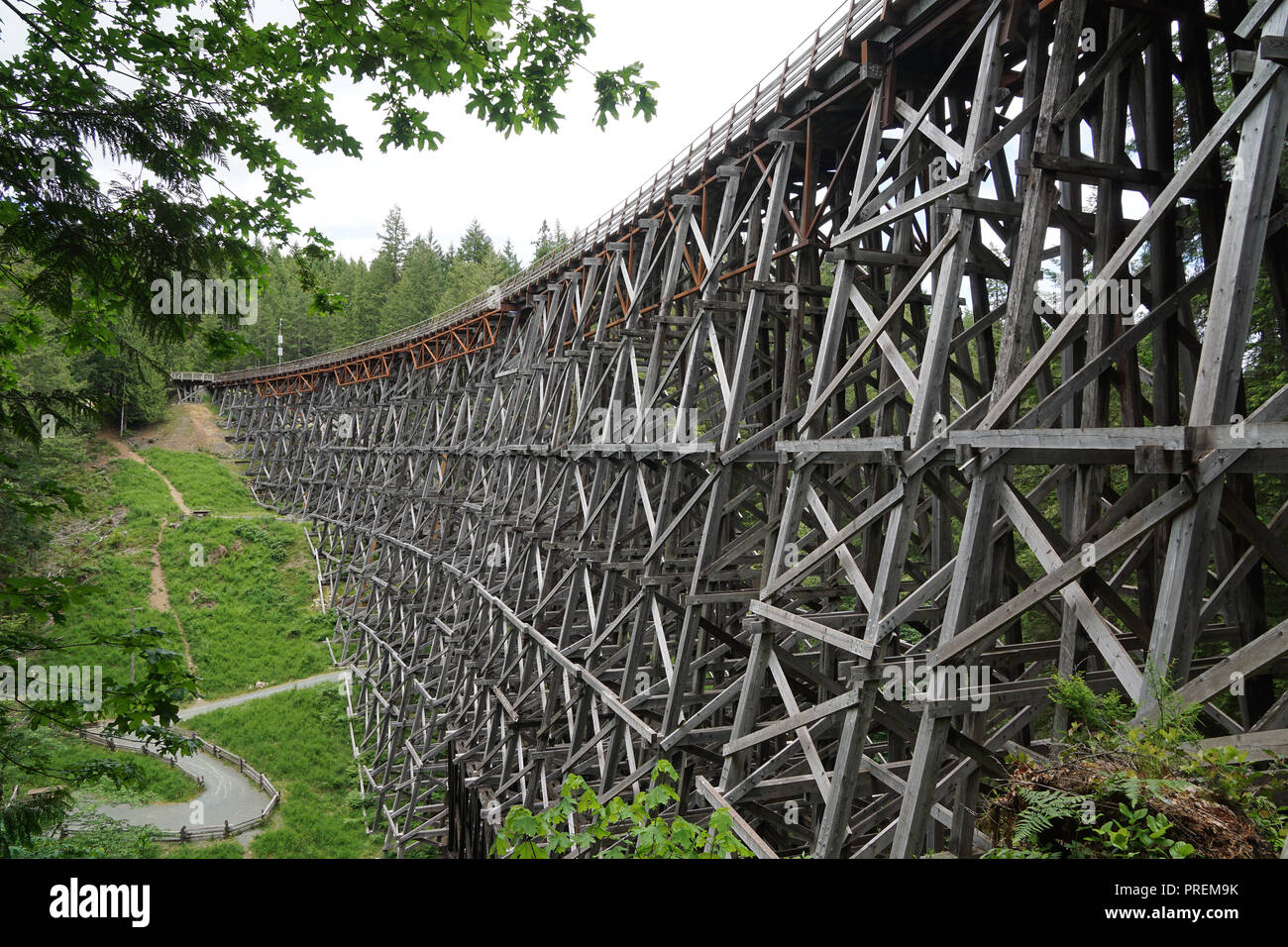 Kinsol Gestellbrücke auf Vancouver Island, Kanada Stockfoto