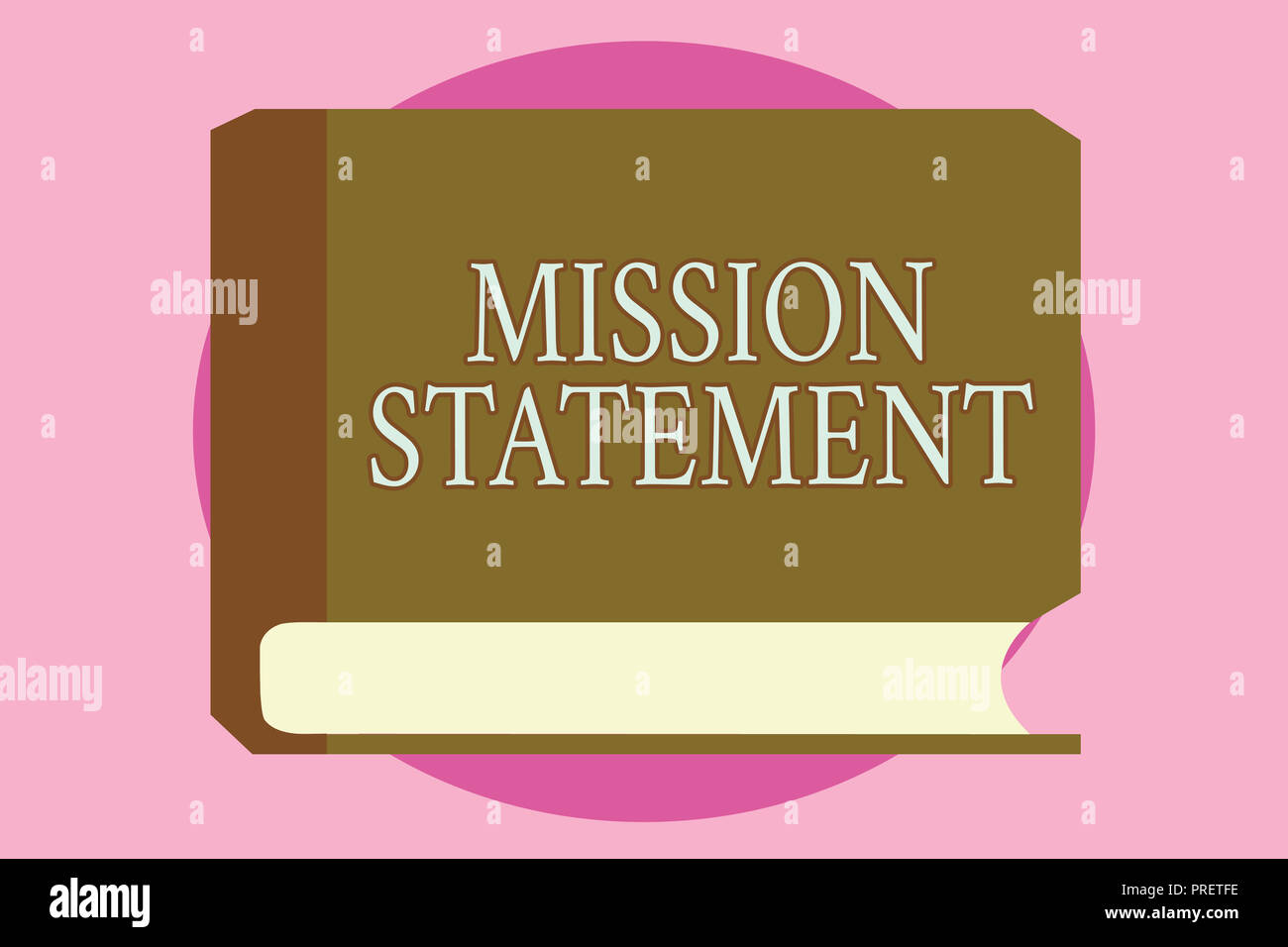 Wort schreiben Text Mission Statement. Business Konzept für formale Zusammenfassung der Ziele und Werte des Unternehmens. Stockfoto