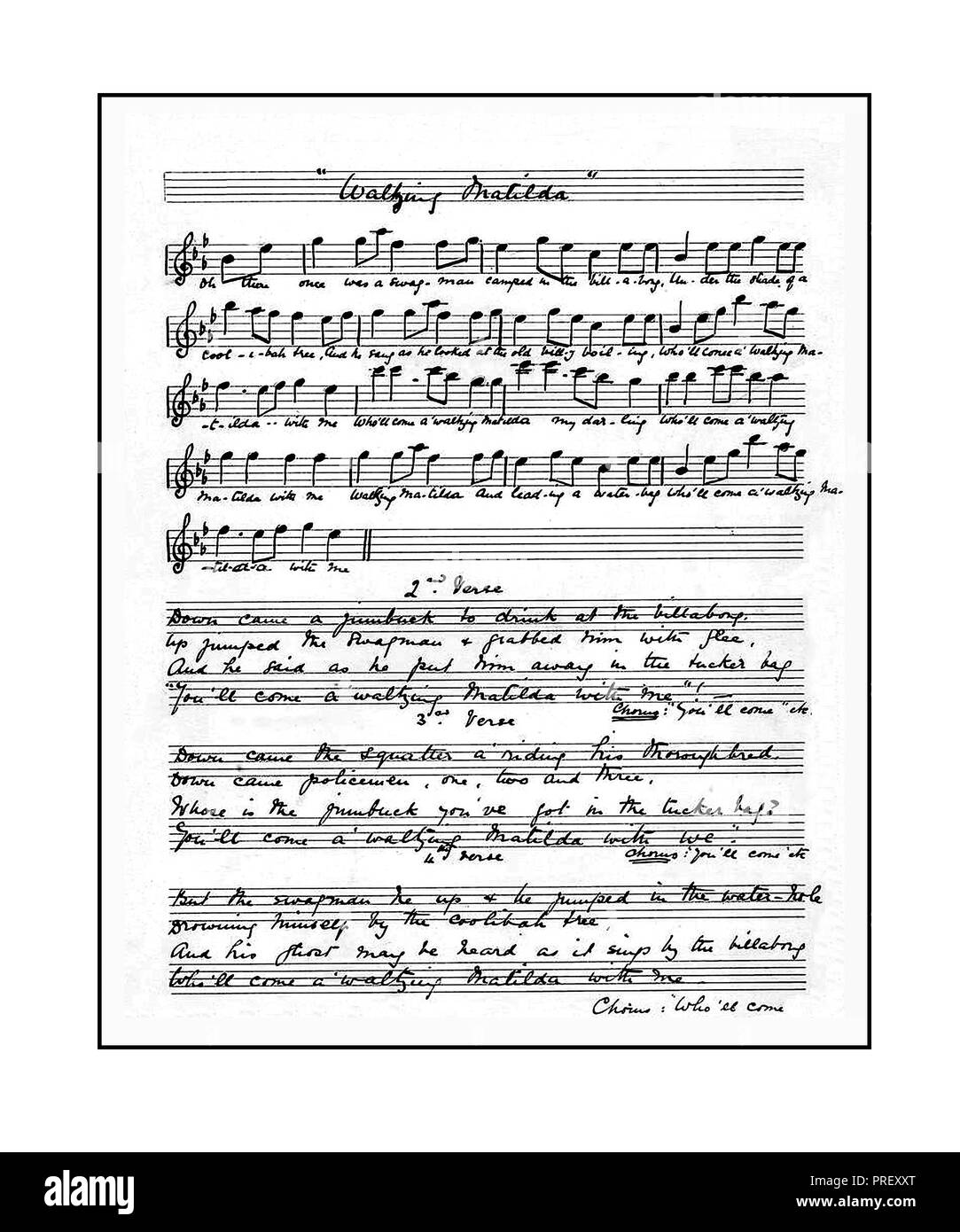 Waltzing Matilda Australischen Busch Ballade Ca. 1895 Stockfoto