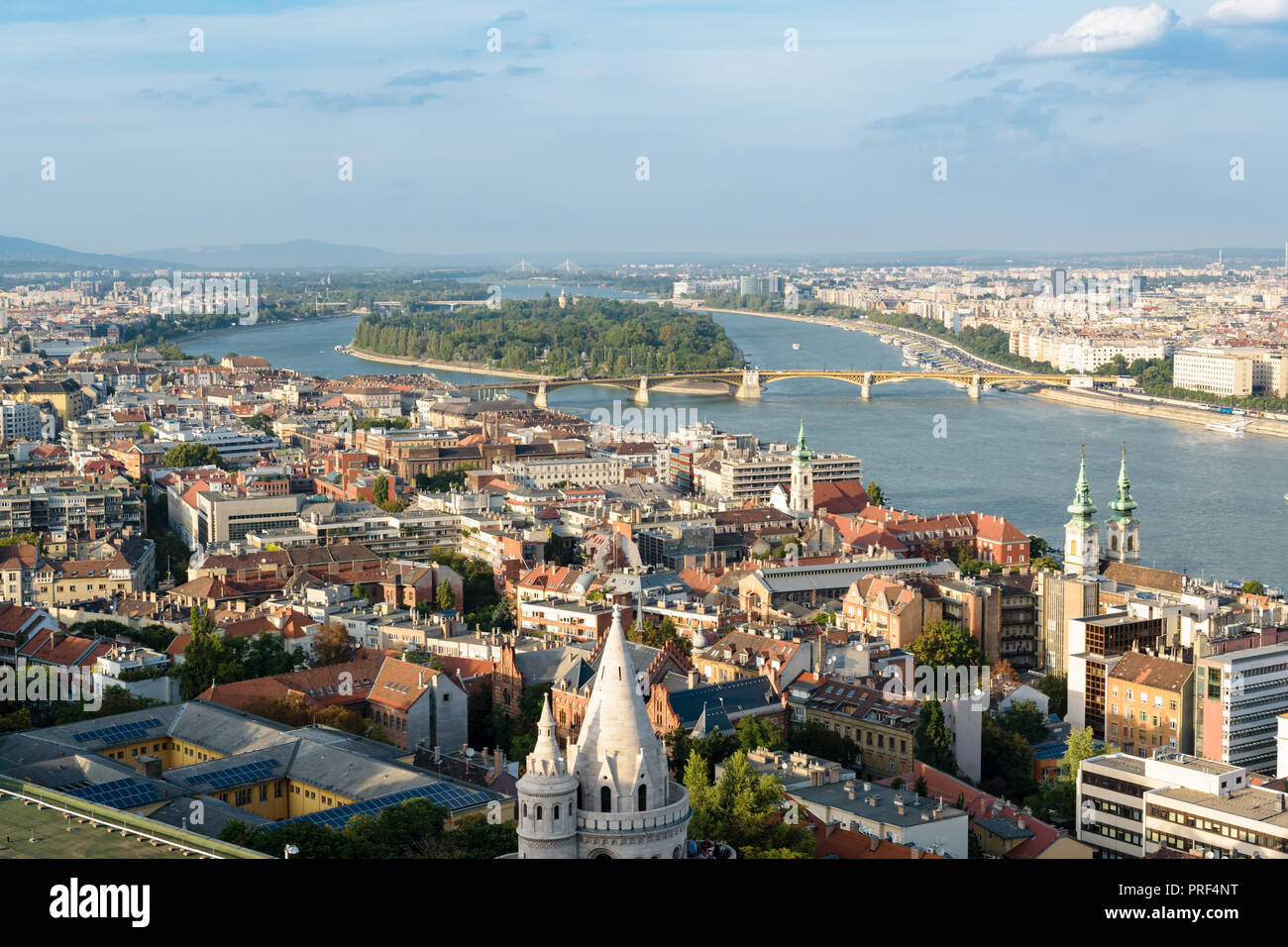 Blick auf der Margareteninsel in Budapest, Ungarn Stockfoto