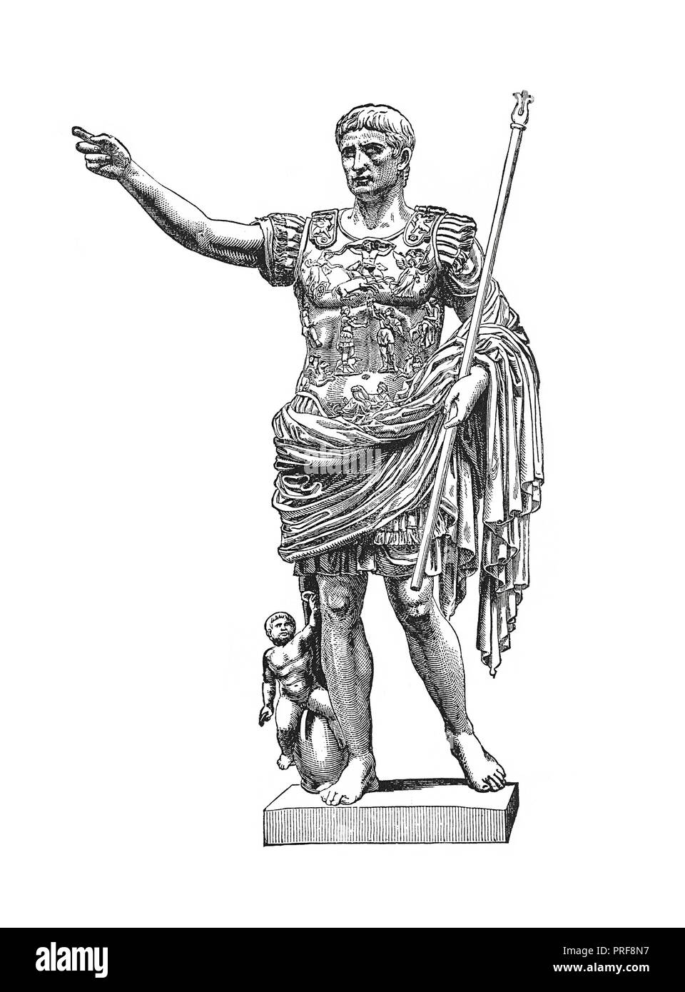 Originale Kunstwerke der Statue des Augustus im Vatikan. In eine bildliche Geschichte der großen Nationen der Welt Veröffentlicht: von der frühestmöglichen Termine für die p Stockfoto