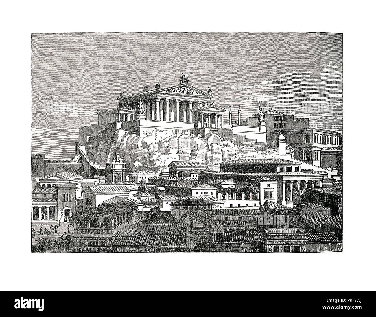 Originale Kunstwerke des Kapitols, einer der sieben Hügel Roms, zwischen dem Forum und der Campus Martius und. In eine bildliche Geschichte der t veröffentlicht. Stockfoto