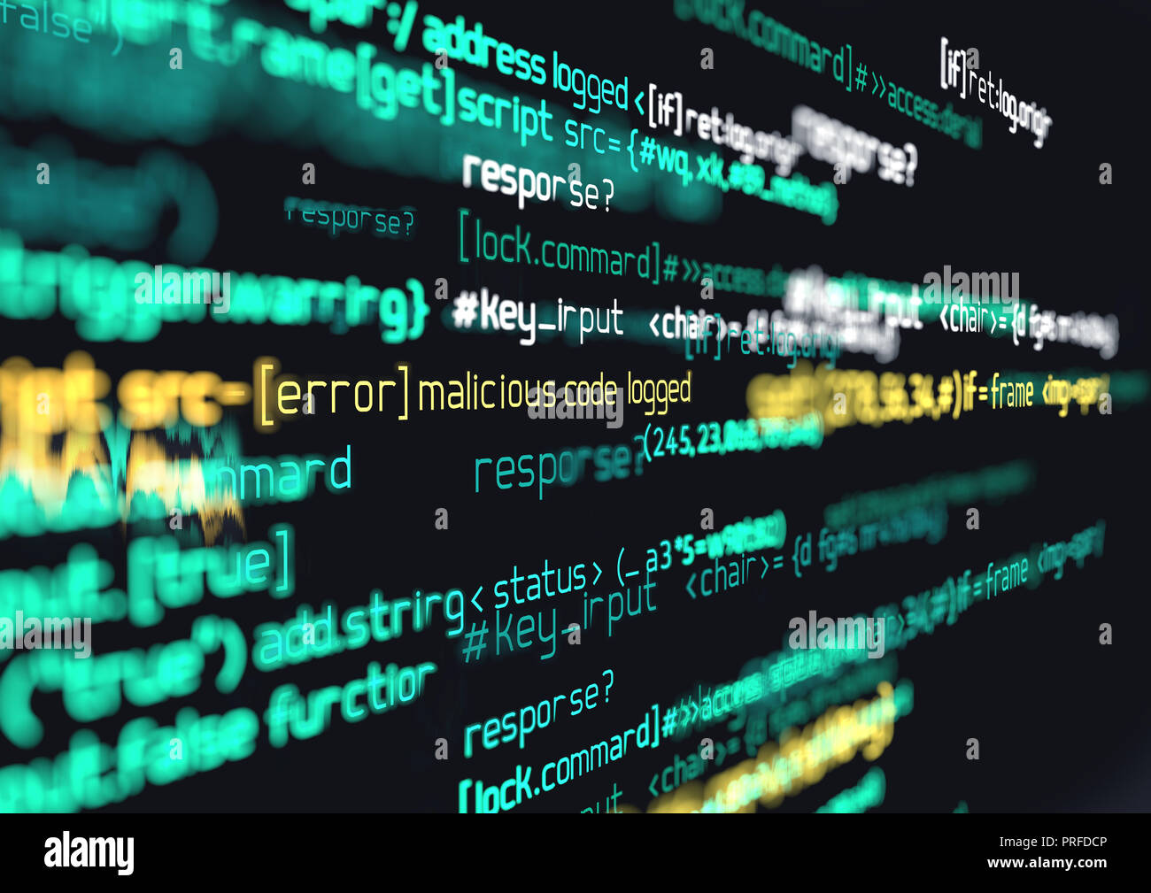 Computer Programmierung Code. Online Sicherheit, Hacking und digitale firewall Hintergrund 3D Illustration Stockfoto
