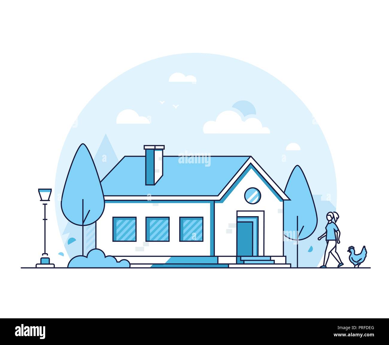 Ferienhaus Haus - Moderne thin line Design Vector Illustration Stock Vektor