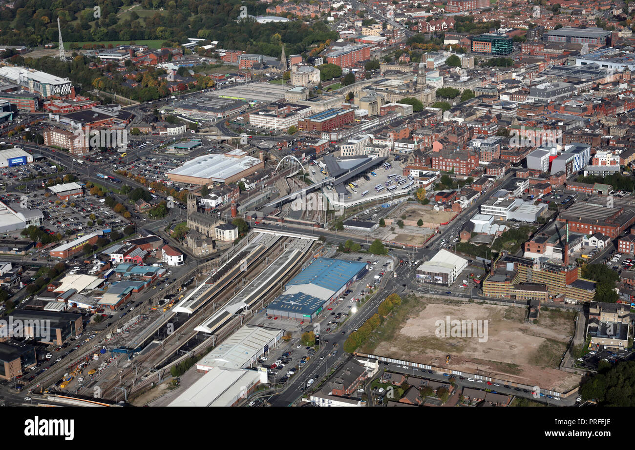Luftaufnahme von Bolton Interchange, eine Kombination aus den Bahnhof